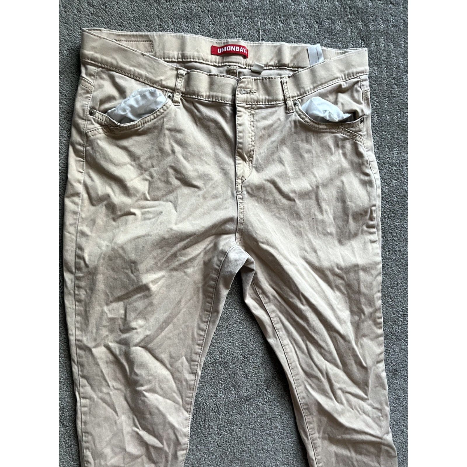 Vintage VINTAGE UNIONBAY Juniors Pants Size 17 Skinny Beige Khaki Distressed Womens Size 38" / US 16 / IT 52 - 4 Thumbnail