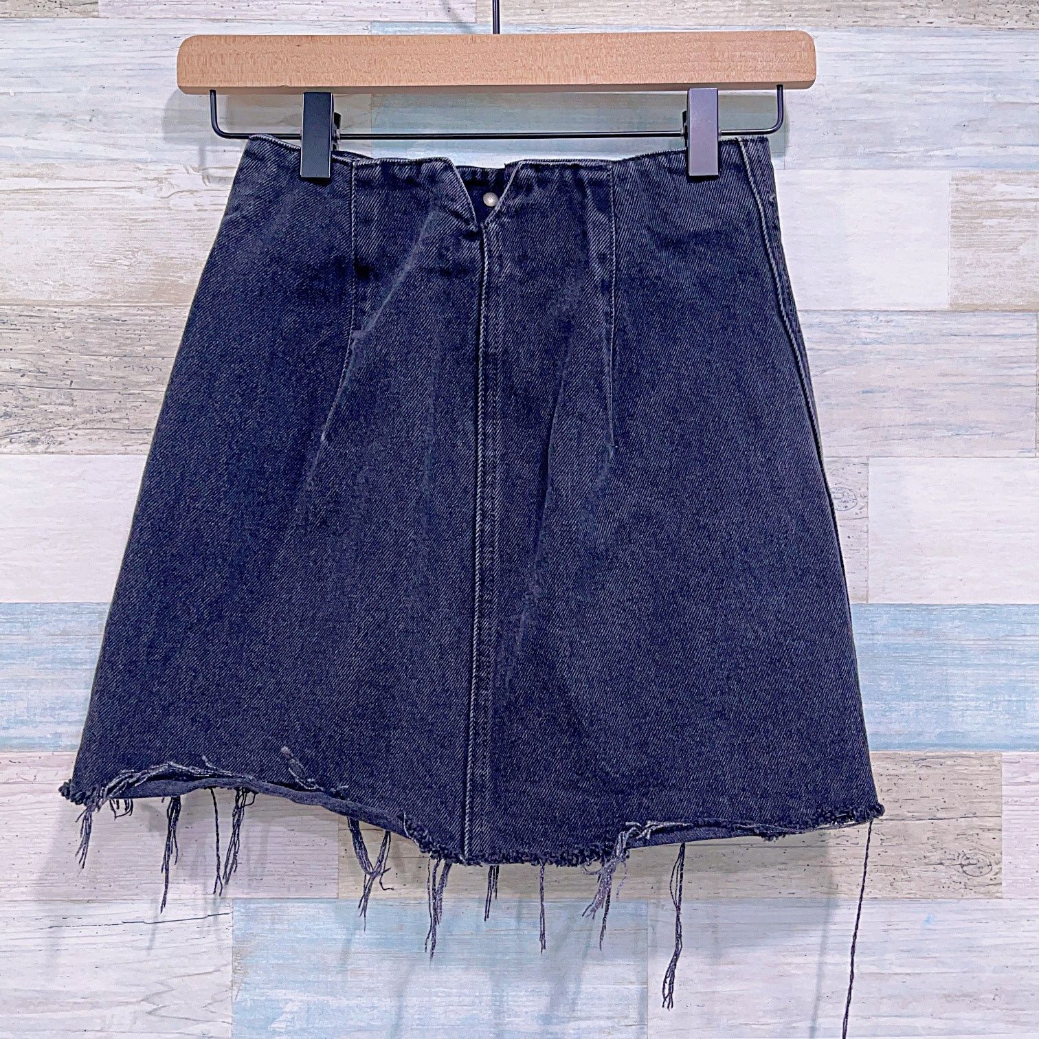 GRLFRND GRLFRND Twiggy Denim Mini Skirt Black Up All Night Button 24 Size 24" / US 00 / IT 34 - 4 Thumbnail