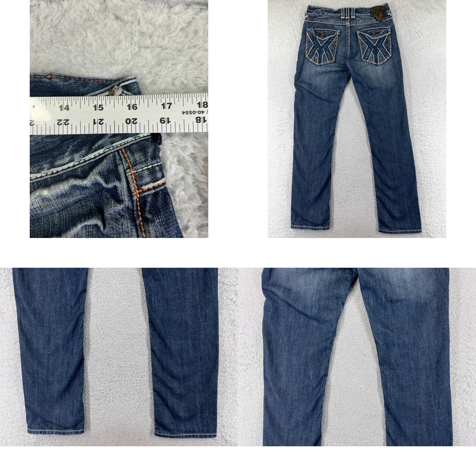 Vintage XRay Jeans Mens 32 Blue Denim Straight 100% Cotton Straight 32x31 Jeans Men Blue Denim 100% Cotton Regular Fit 5-Pocket Mens Size US 32 / EU 48 - 9 Thumbnail