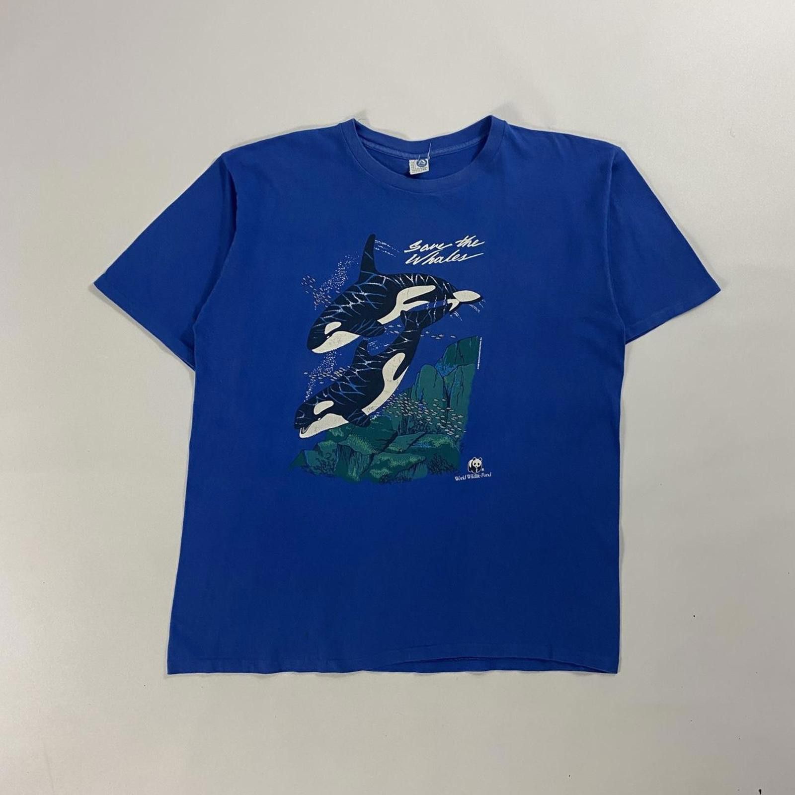 Vintage Vintage 90s Save The Whales Blue Tee Size US XL / EU 56 / 4 - 1 Thumbnail