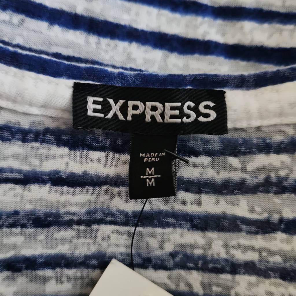 Express Express Women's Size Medium Blue White Striped Burnout Short Size M / US 6-8 / IT 42-44 - 2 Thumbnail