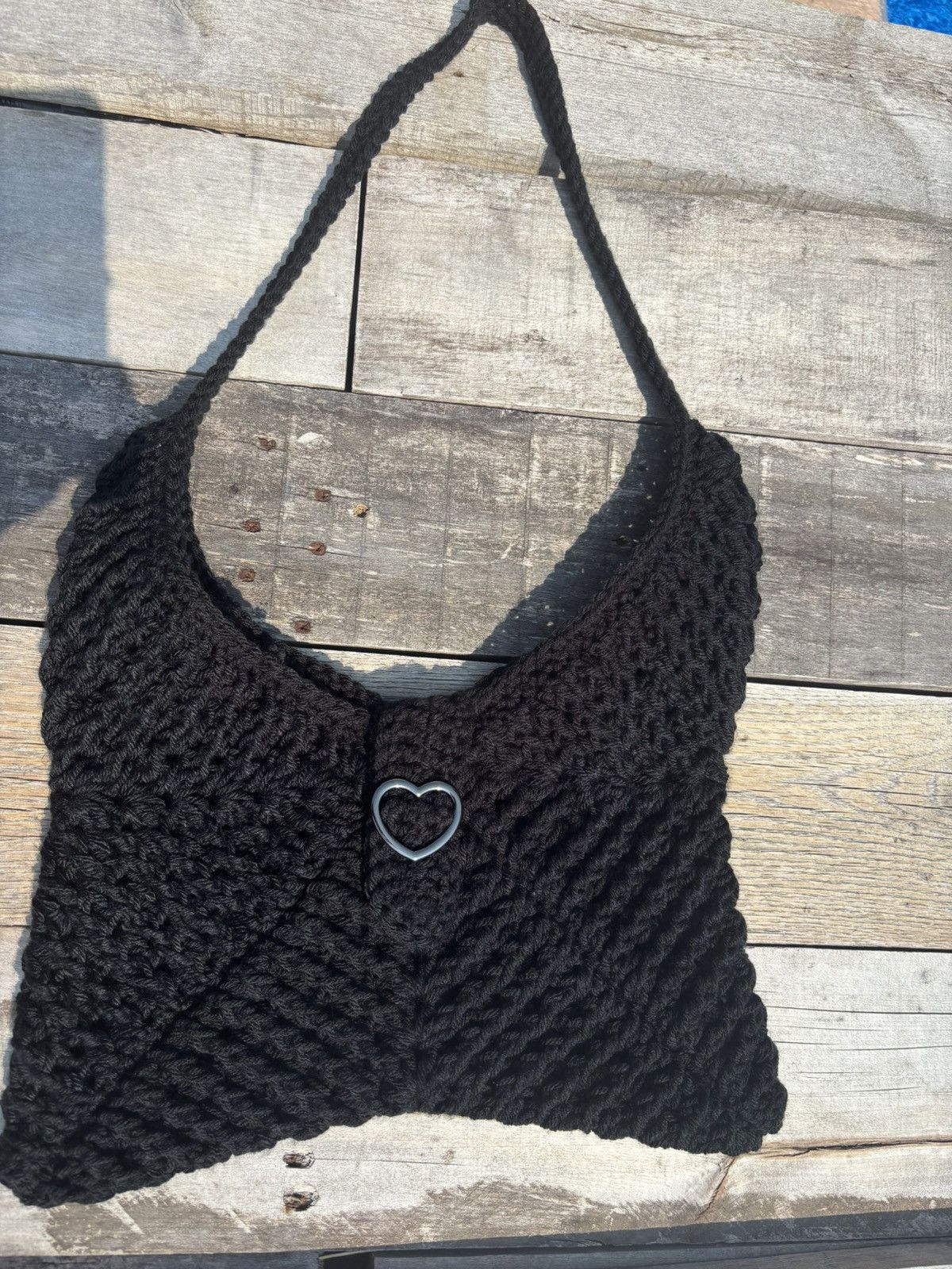 Handmade Crochet Original Black Purse Size ONE SIZE - 9 Thumbnail