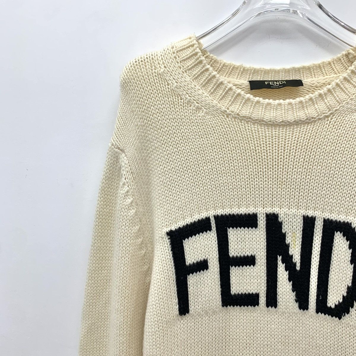 Fendi Fendi Off-white Wool Long Sleeve Knit Sweater K26WX Size US L / EU 52-54 / 3 - 3 Thumbnail