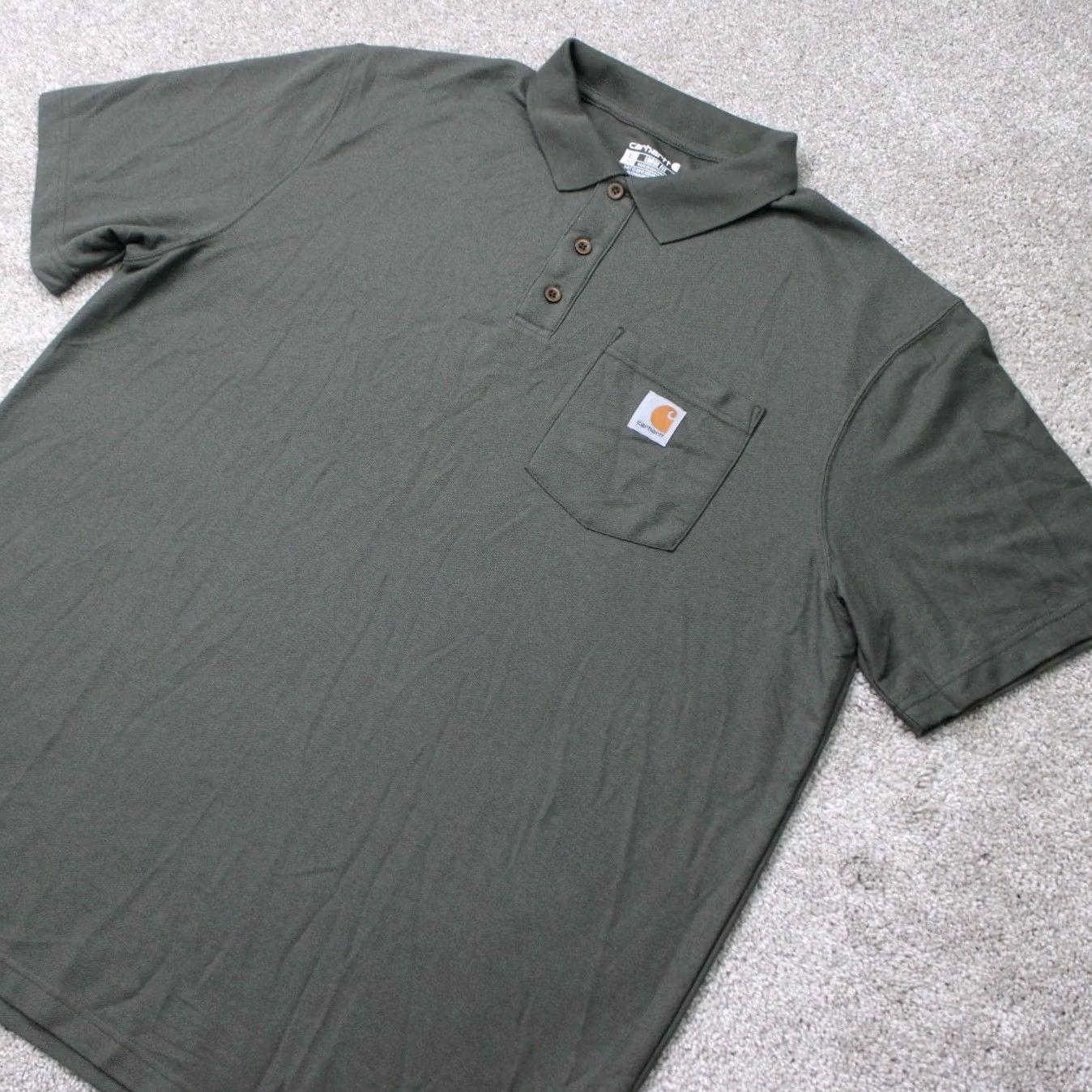 Carhartt Carhartt Polo Shirt Mens XL Tall Green Pocket Pique Short Sleeve Button Collar Casual Workwear Shirt Size US XL / EU 56 / 4 - 2 Thumbnail