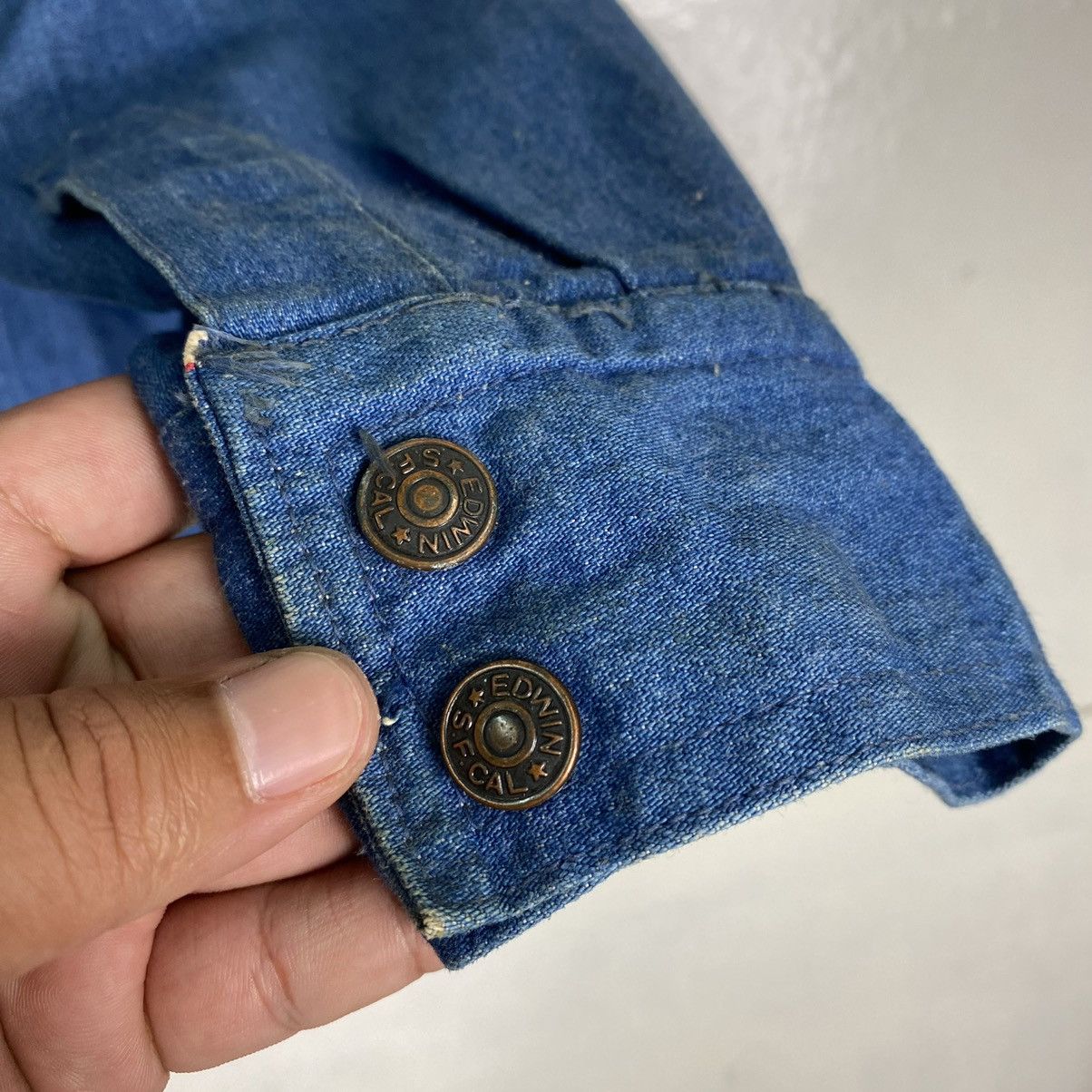Edwin Vintage 80s Edwin I Am Rich Man Denim Chore Jacket Size US M / EU 48-50 / 2 - 9 Thumbnail