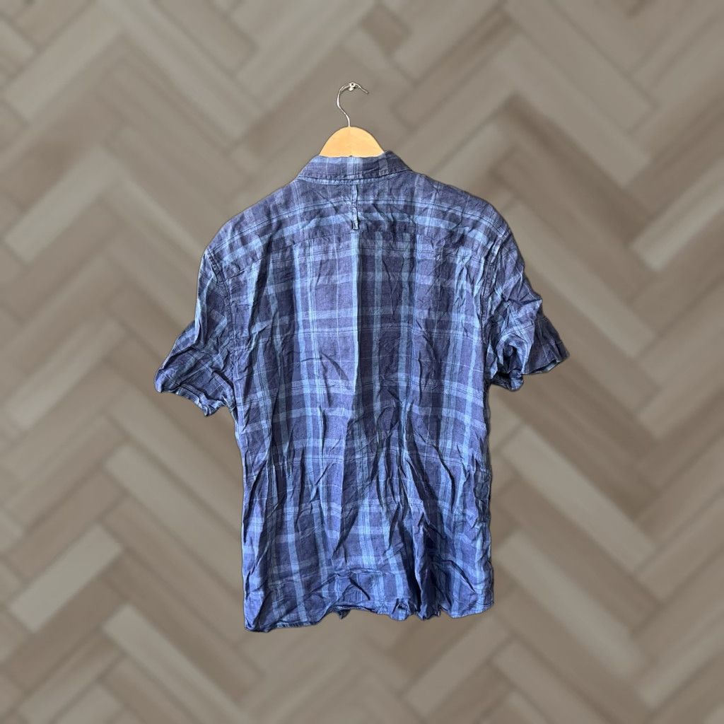Banana Republic Banana Republic Mens Blue Plaid Short Sleeve Linen Button-Up XL Shirt Size US 36 / EU 52 - 1 Thumbnail