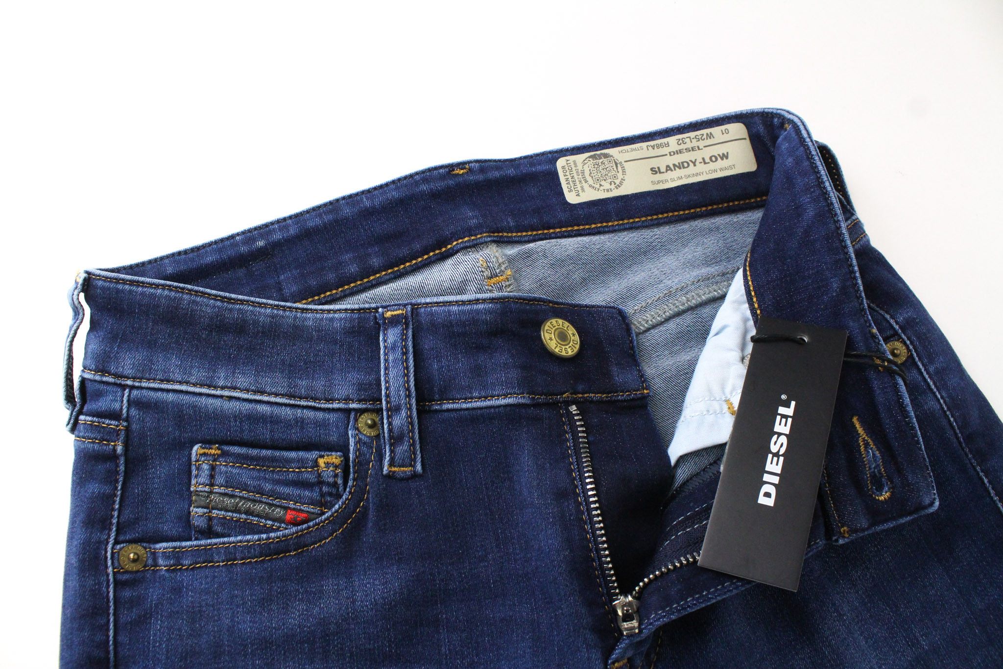 Diesel SLANDY-LOW R98AJ W25/L32 Blue Stretch Skinny Jeans 69771 Size 25" / US 0 / IT 36 - 4 Thumbnail
