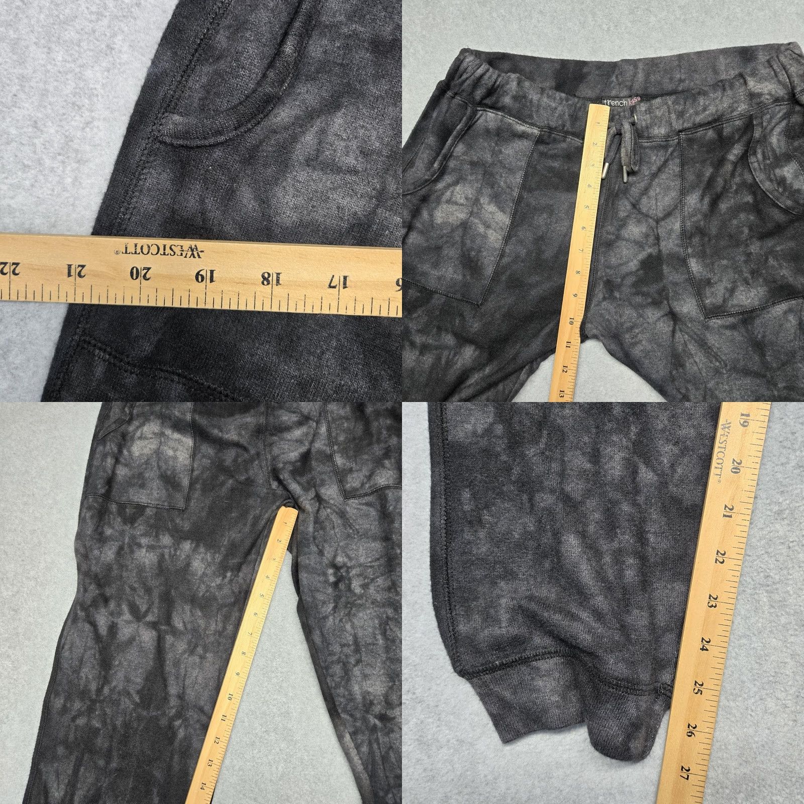 Vintage French Kyss Pants Womens Large Black Mineral Wash Jogger Sweatpants NWT Pockets XS? Size 36" / US 14 / IT 50 - 8 Thumbnail