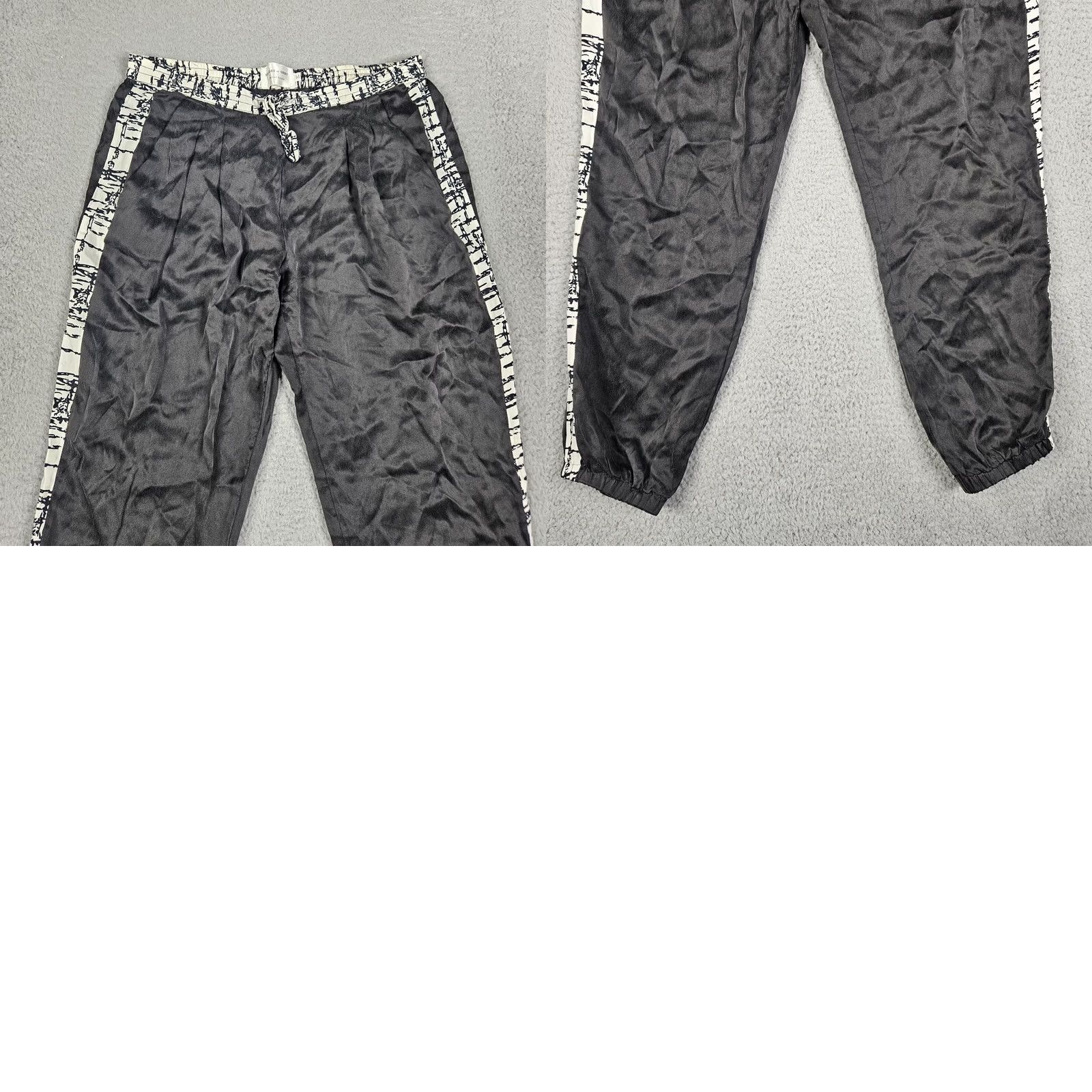 Vintage Shades Jogger Pants Women's Black Silk Size M Tight Tapered Casual Modern Style Regular Rise Mid 8.5-10.5 in Mens Womens Girls Boys Size 32" / US 10 / IT 46 - 8 Thumbnail