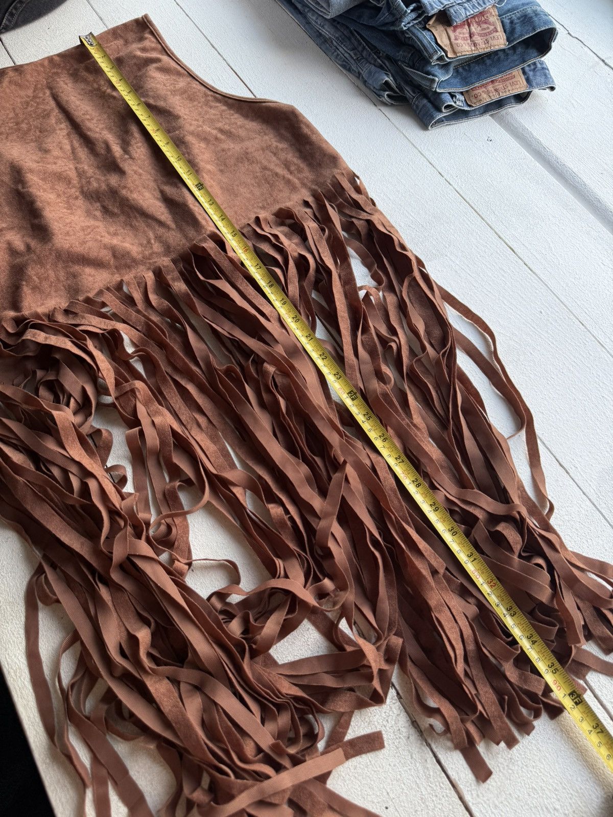 Other Fringed Faux Suede Vest Boho Western Festival Style Size S / US 4 / IT 40 - 5 Thumbnail