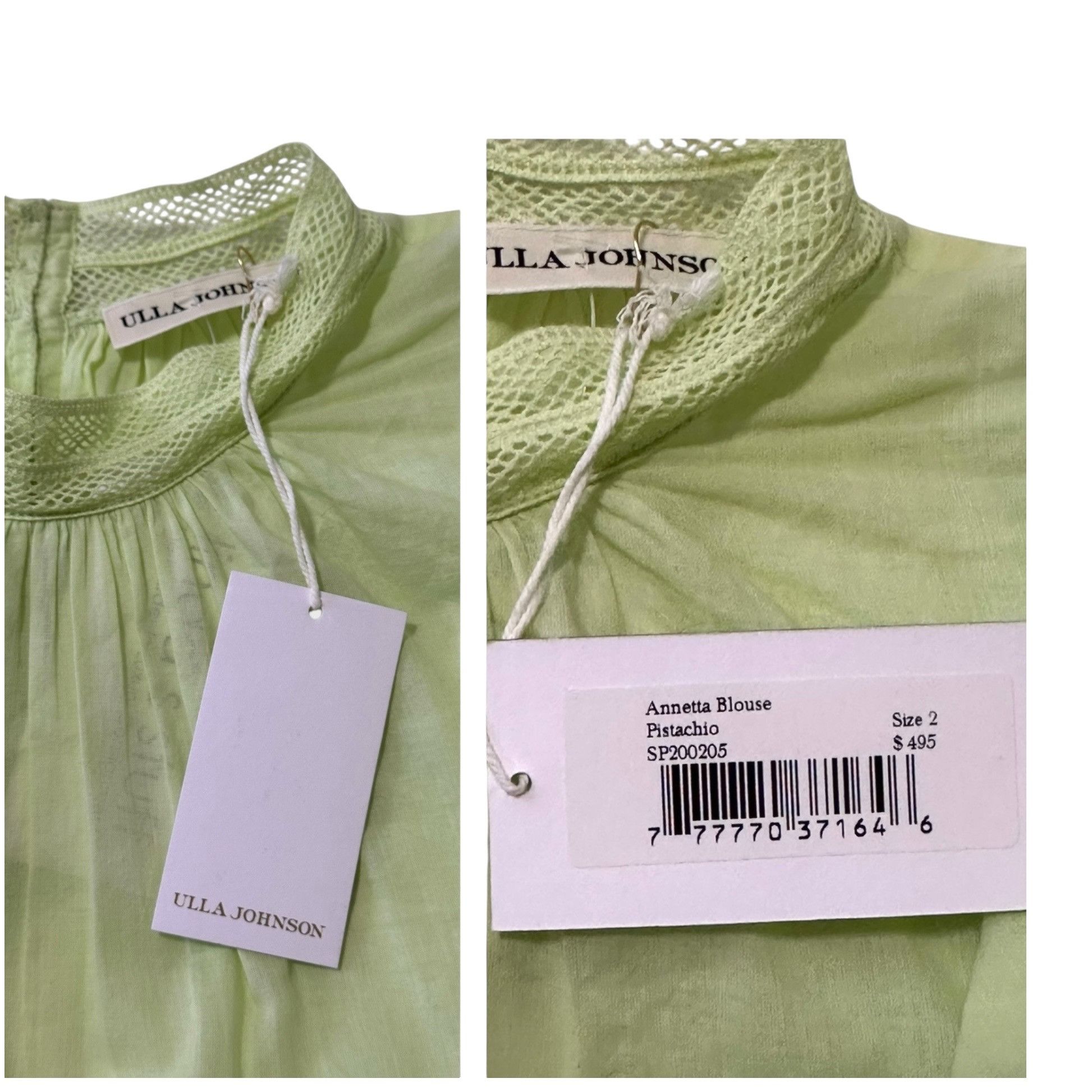 Ulla Johnson Ulla Johnson Annetta Blouse in Pistachio, Size 2, New with Size XS / US 0-2 / IT 36-38 - 4 Thumbnail