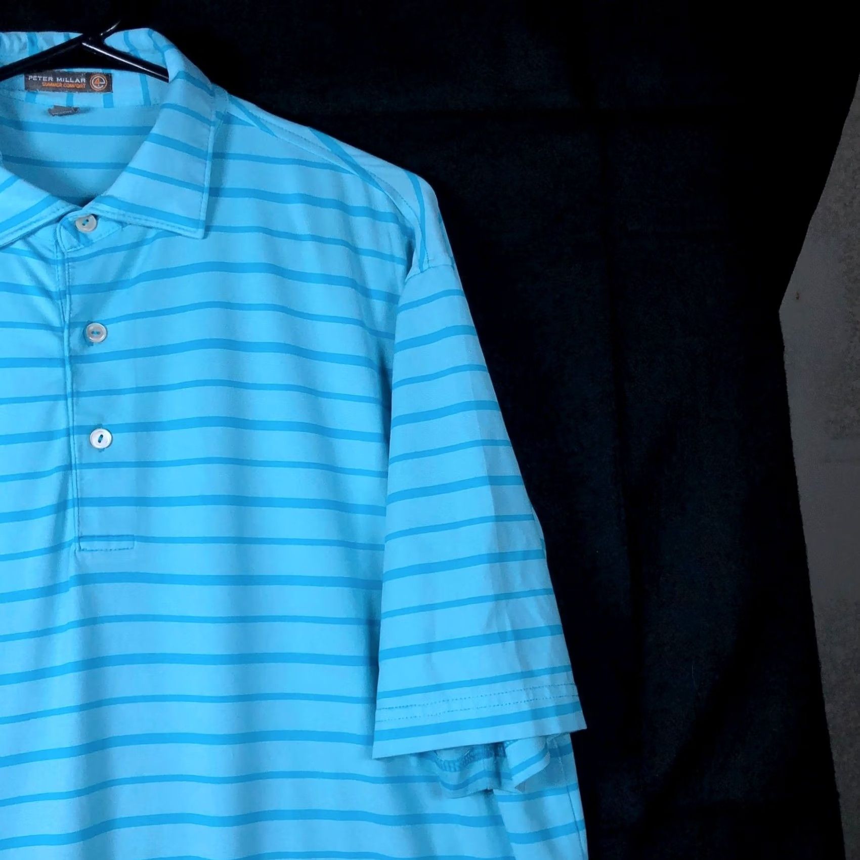 Peter Millar Peter Millar Mens Shirt Blue Stripe Polo Short Sleeve Stretch M Size US M / EU 48-50 / 2 - 5 Thumbnail