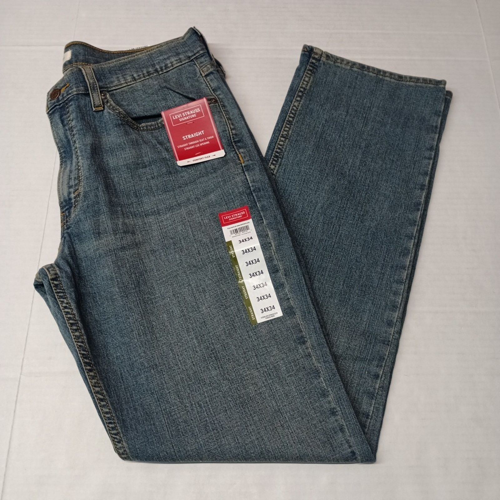 Levi's Signature By Levi Straight Jeans Men 34x34 Blue Comfort Flex Size US 34 / EU 50 - 1 Thumbnail