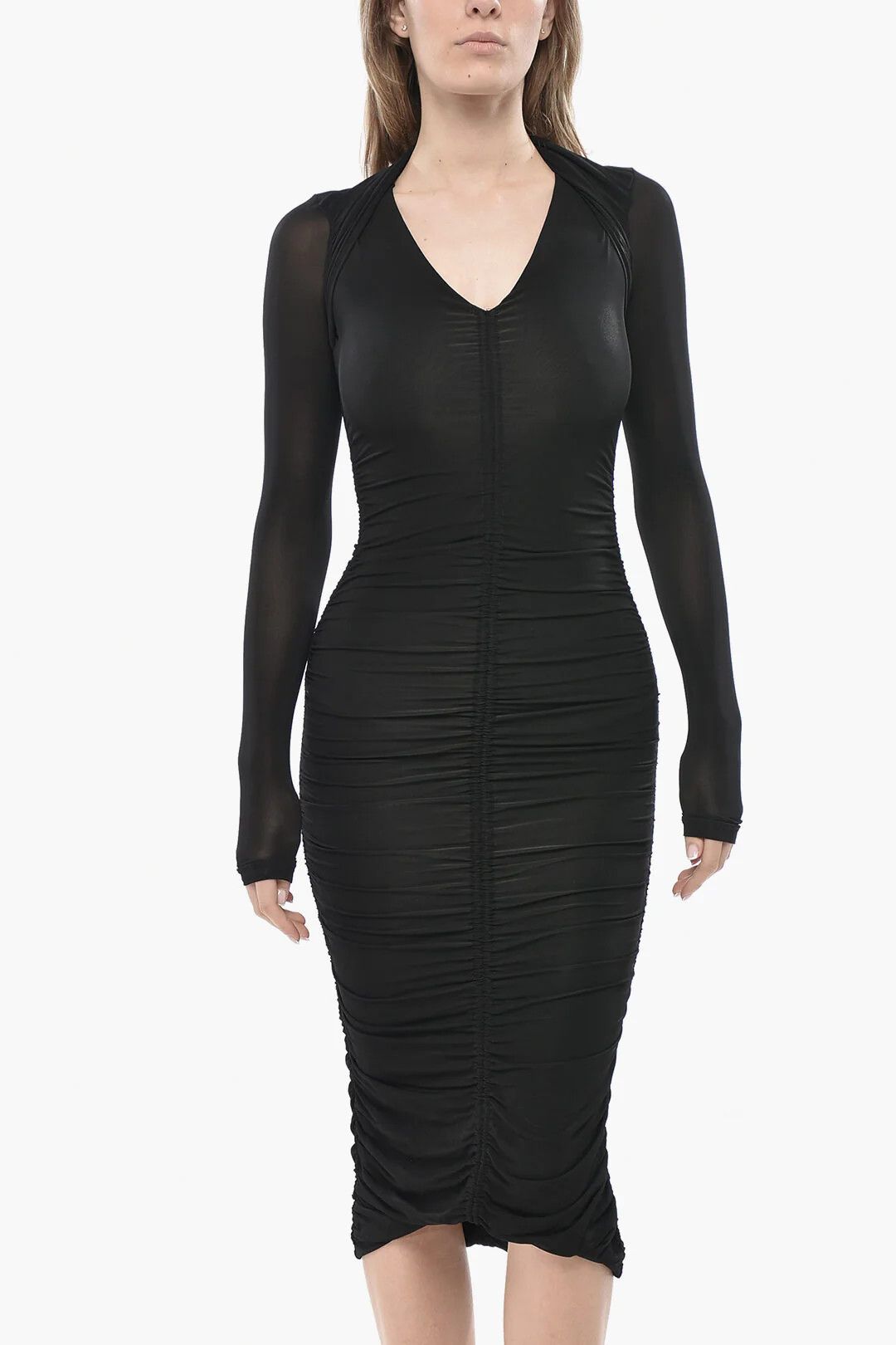 Isabel Marant og1mm0326 Draped Stretch Viscose Dress in Black Size S / US 4 / IT 40 - 4 Thumbnail