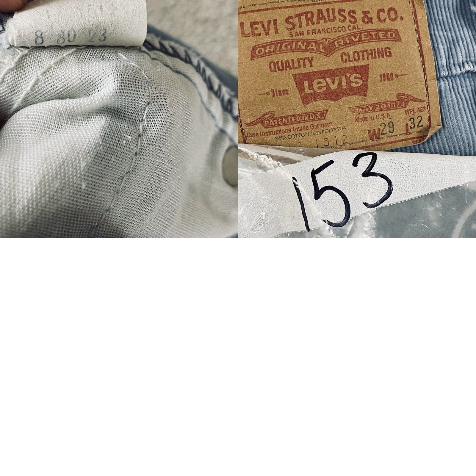 Levi's VINTAGE Levis 517 Pants 29x32 (28x30) Light Blue Corduroy Cords Vtg 70s 80s USA 1512 153 Size US 29 - 10 Thumbnail