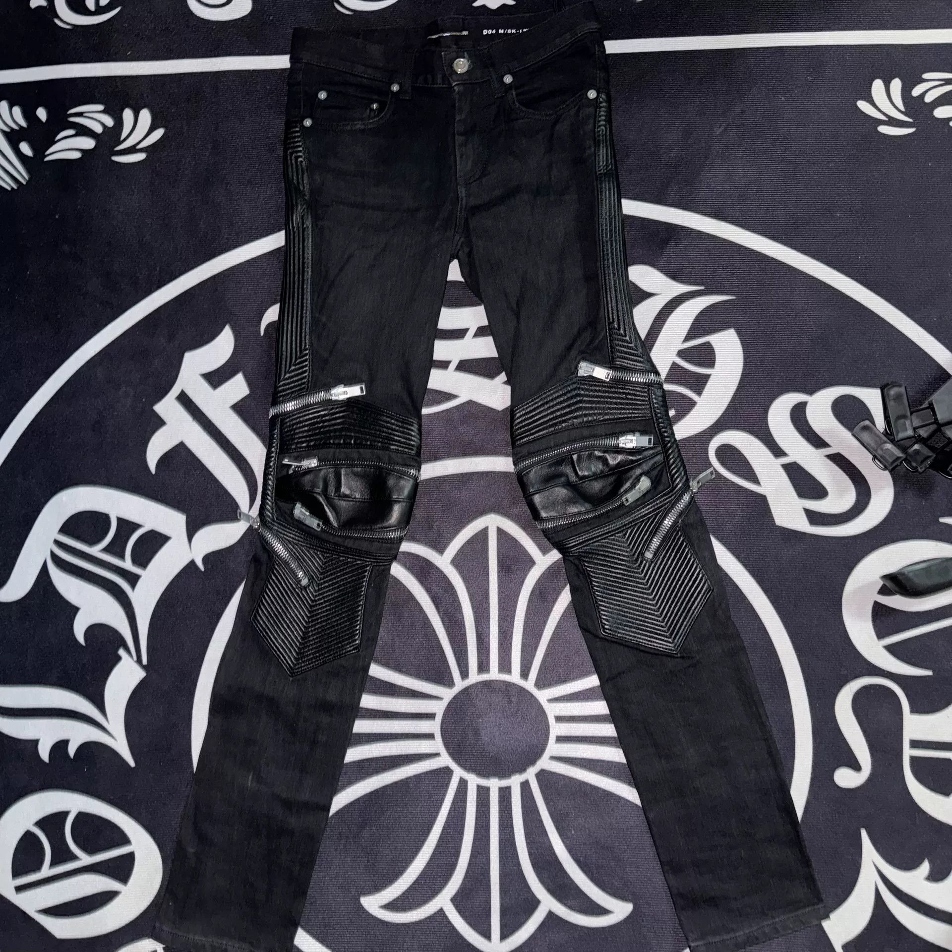 Saint Laurent Paris Saint Laurent SLP 14FW Leather Panel Biker Pants Size 27" / US 4 / IT 40 - 1 Thumbnail