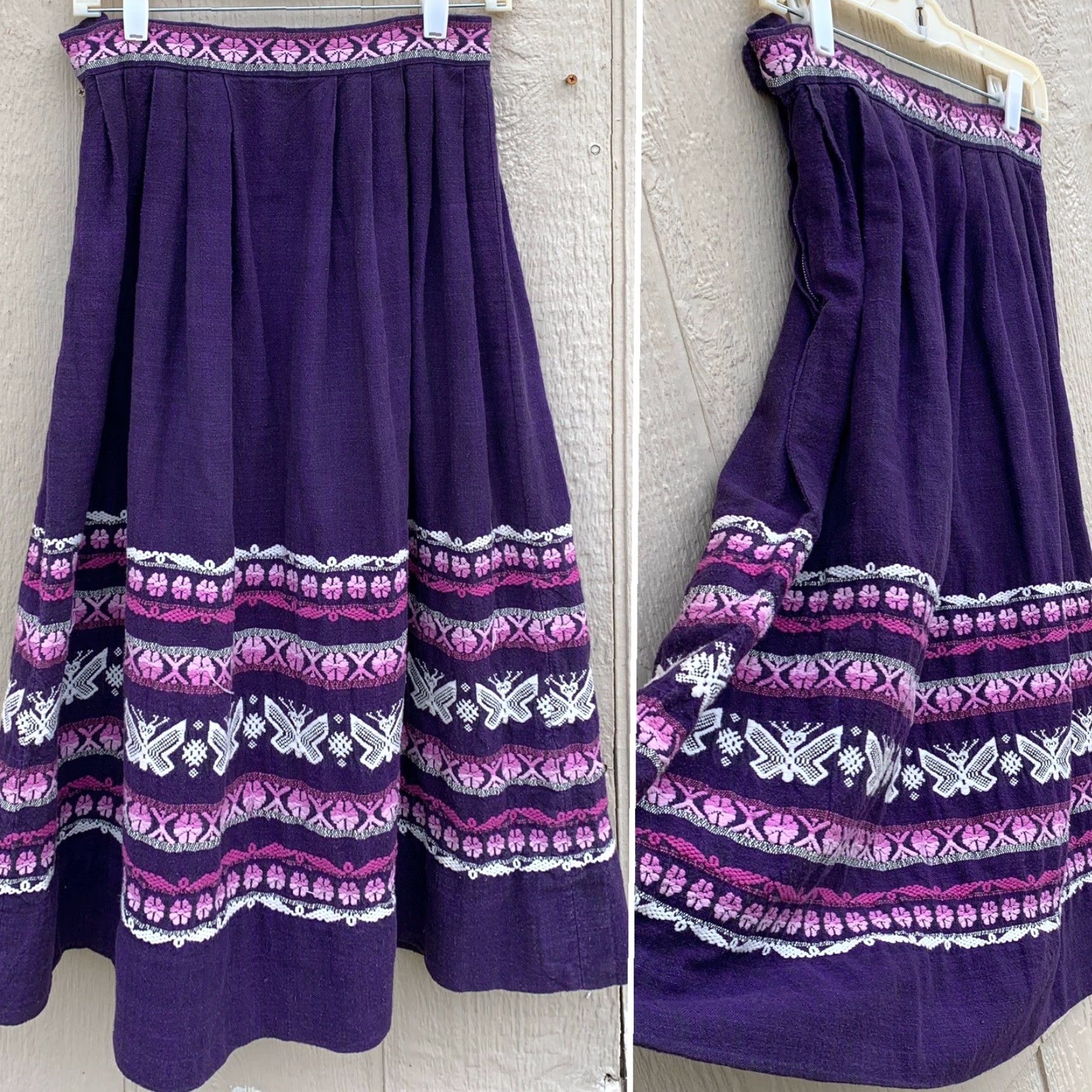 Vintage VINTAGE Embroidered Skirt Handwoven Cotton MAYATEX Fabrics Made In Guatemala 26" Waist Purple Size 26" / US 2 / IT 38 - 3 Thumbnail