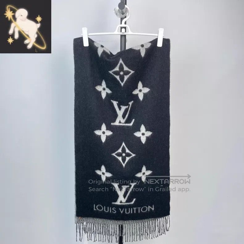 Louis Vuitton Louis Vuitton Black and grey full-print cashmere double-si Size ONE SIZE - 1 Thumbnail
