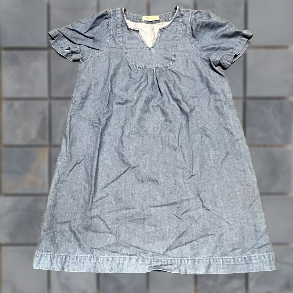 Madewell Madewell Denim Dress Womens Small Light Wash Short Sleeve Popover Size Size 28" / US 6 / IT 42 - 1 Thumbnail