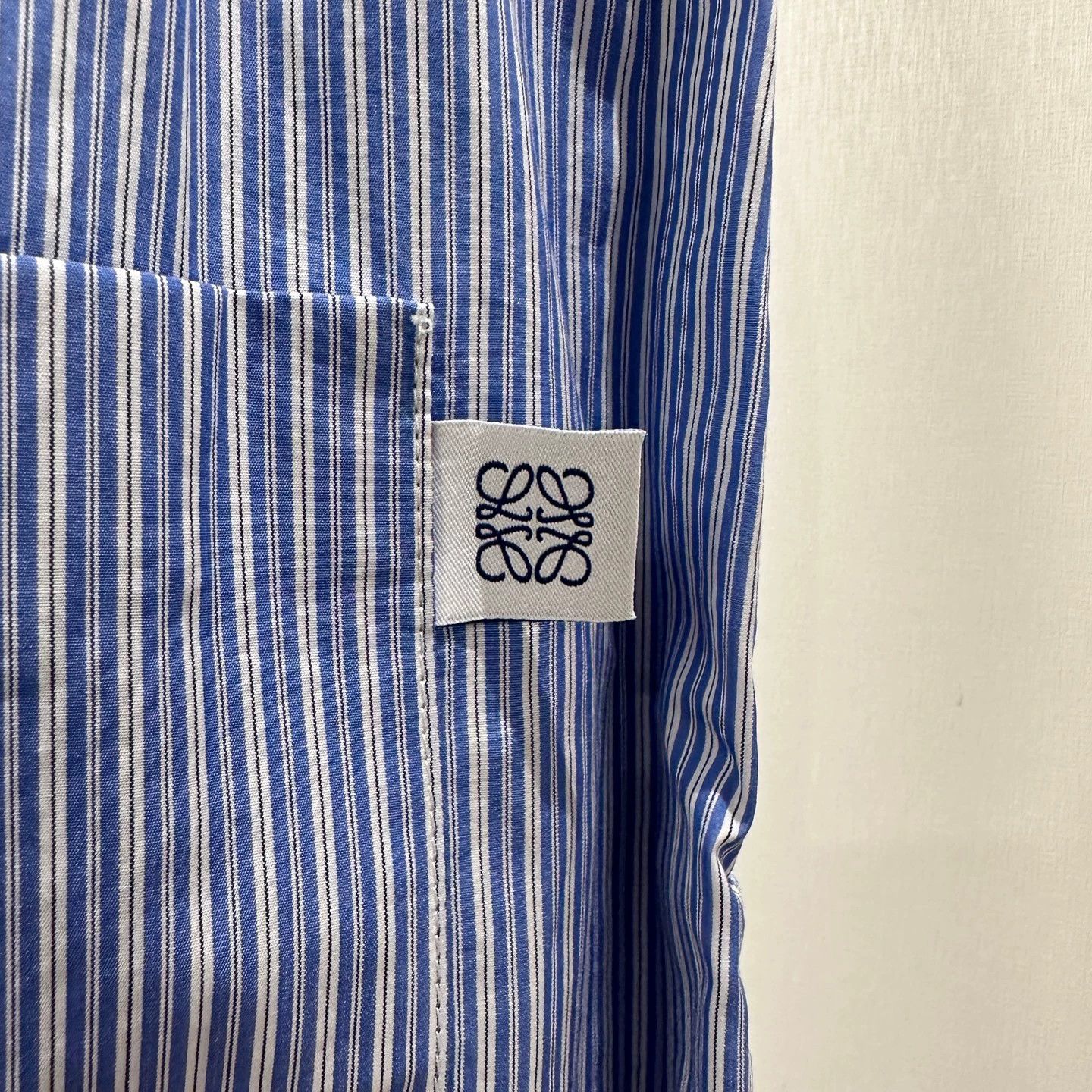 Loewe Loewe may438 Blue White Vert Stripe Logo Short Skirt M Cotton Size 27" / US 4 / IT 40 - 6 Thumbnail