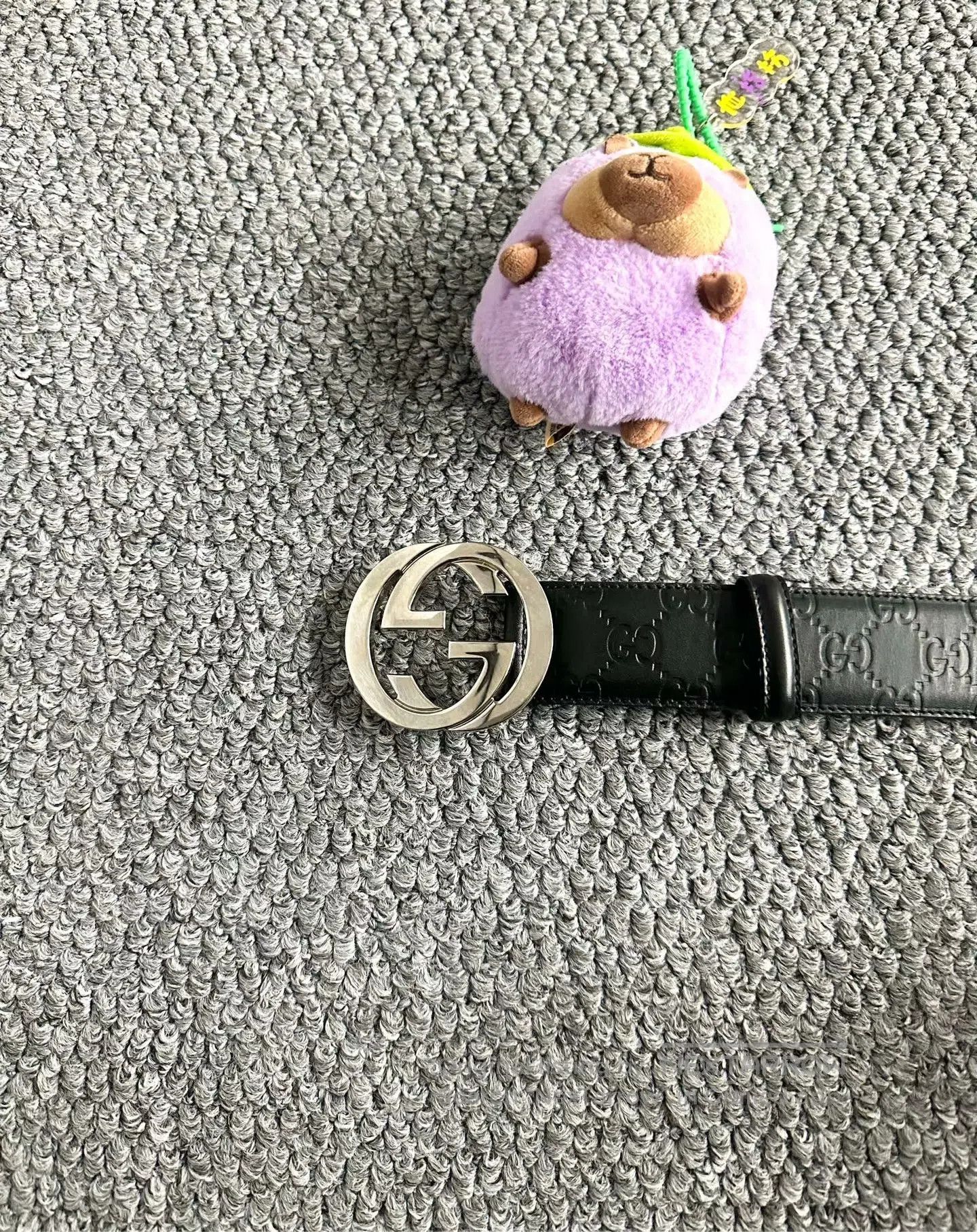 Gucci Guicci Double G Silver Buckle Embossed Belt| Size ONE SIZE - 2 Thumbnail