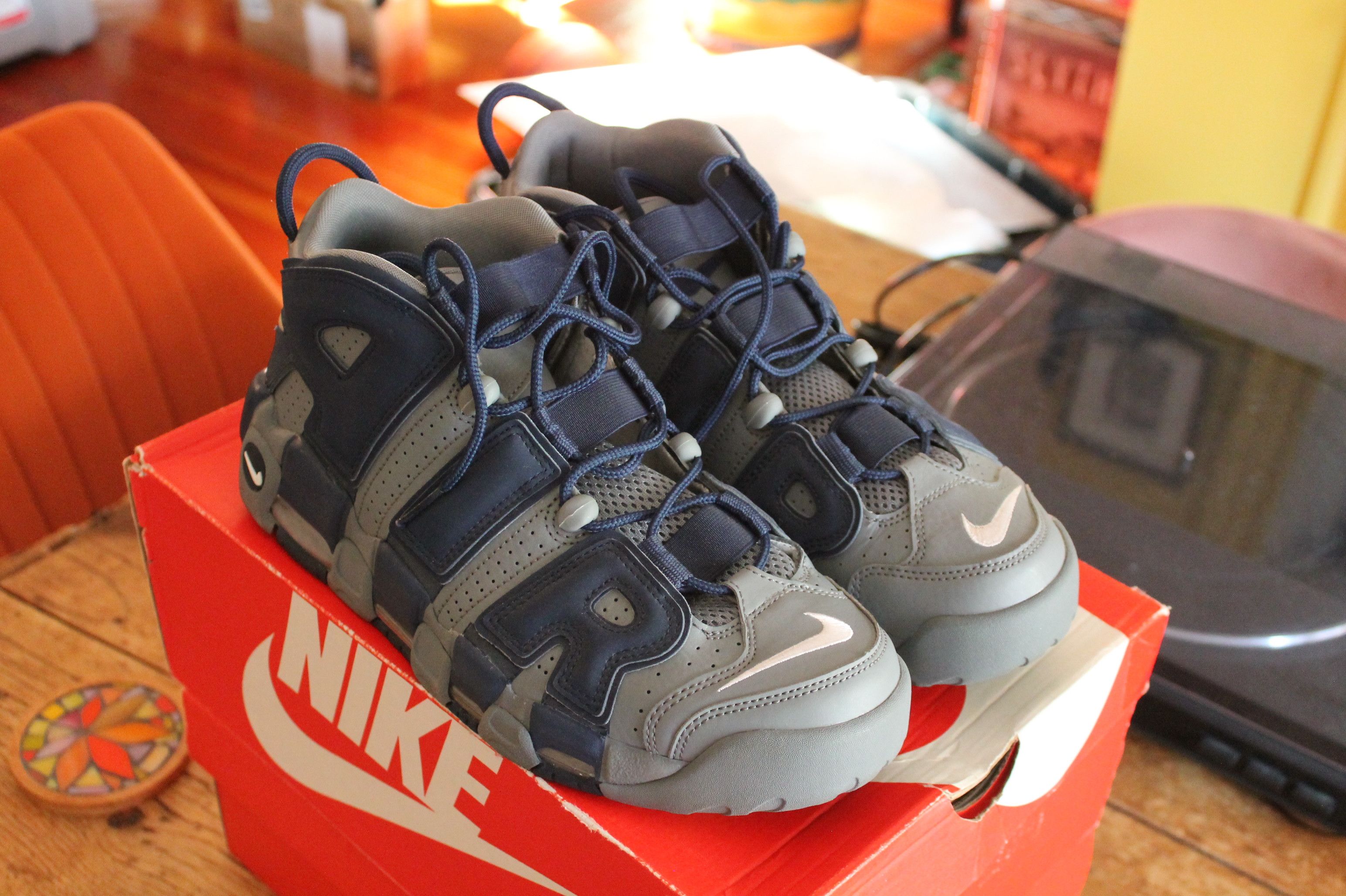 Nike Nike Air More Uptempo Cool Grey Midnight Navy Size US 10 / EU 43 - 1 Thumbnail