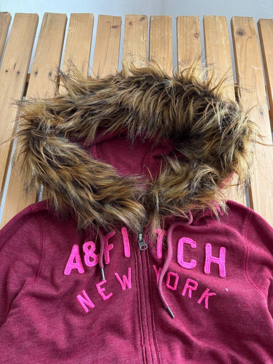 Abercrombie & Fitch Y2K Abercrombie FUR Fuzzy Vintage Distressed Hoodie Bomber Size US S / EU 44-46 / 1 - 8 Thumbnail