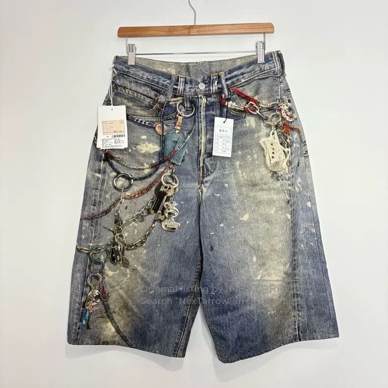 Acne Studios Acne Studios Blue 3D printed chain capri pants Size US 32 / EU 48 - 1 Thumbnail