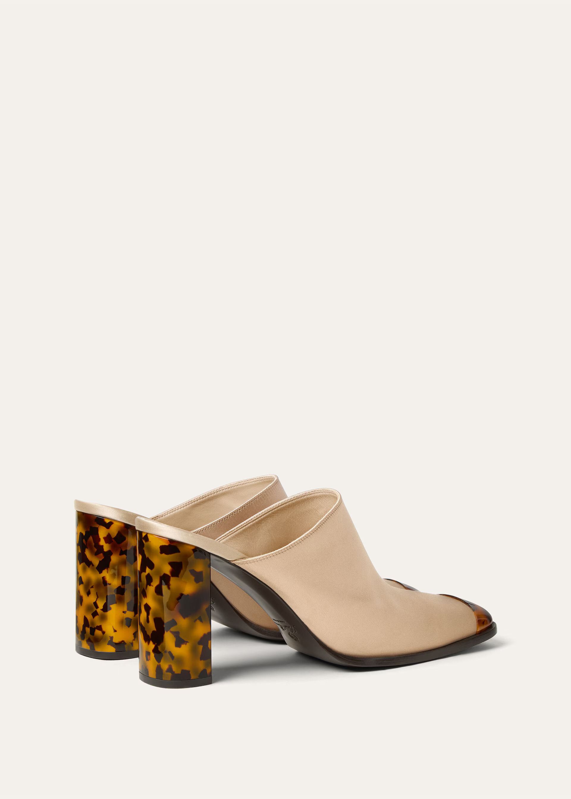 Loro Piana os11x0326 FAR1163 Alba Heeled Mules in Vanilla Gleam Size US 8 / IT 38 - 4 Thumbnail