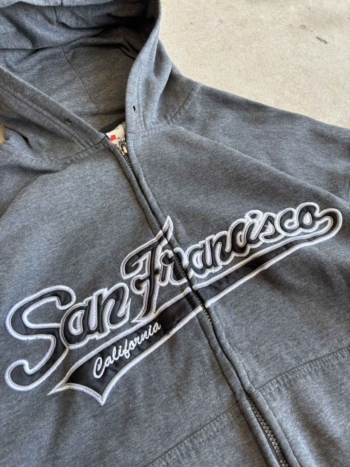 Vacation × Vintage Crazy 90s San Francisco Spellout Heather Grey Faded Hoodie Size US XL / EU 56 / 4 - 3 Thumbnail