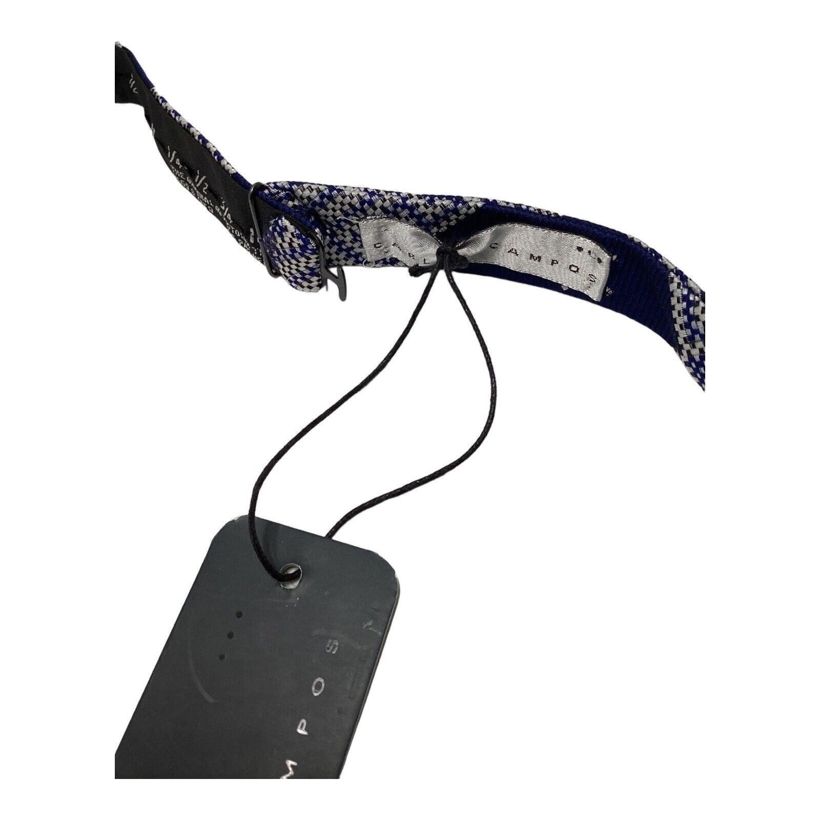 Carlos Campos CARLOS CAMPOS Blue Geometric Adjustable Self Bow Tie Silk W: Size ONE SIZE - 3 Thumbnail