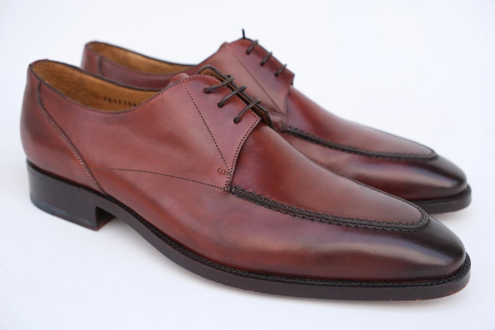 Santoni Santoni Brown Leather Derby Shoes UK 10 US 11 EU 44 Size US 11 / EU 44 - 1 Thumbnail