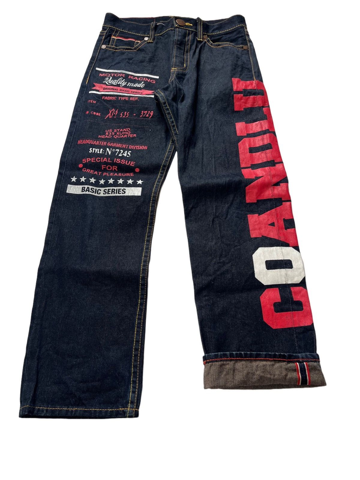 If Six Was Nine × Japanese Brand Selvedge Co & Lu Denim Jeans Motor Racing Spellout Size US 30 / EU 46 - 1 Thumbnail