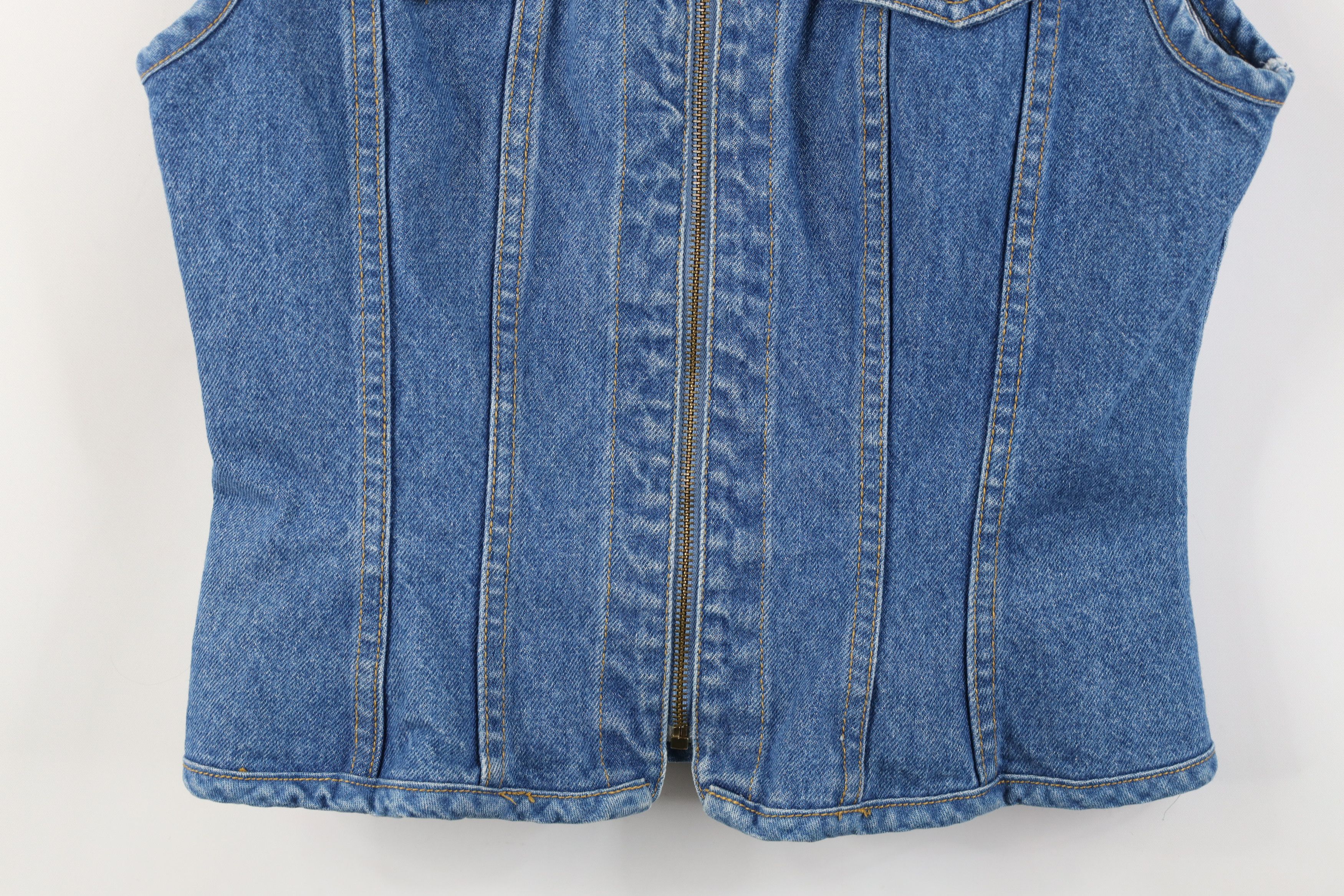 Vintage Vintage 90s Y2K The Limited Bella Zip Denim Vest Jacket USA Size S / US 4 / IT 40 - 3 Thumbnail
