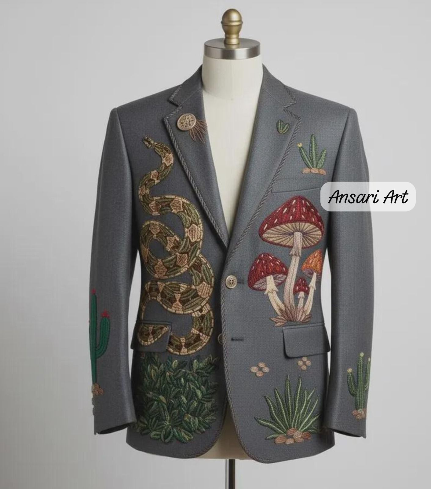 Other Men 2PC Customized snake Embroidery Western partywear outfit Size 42L - 1 Thumbnail