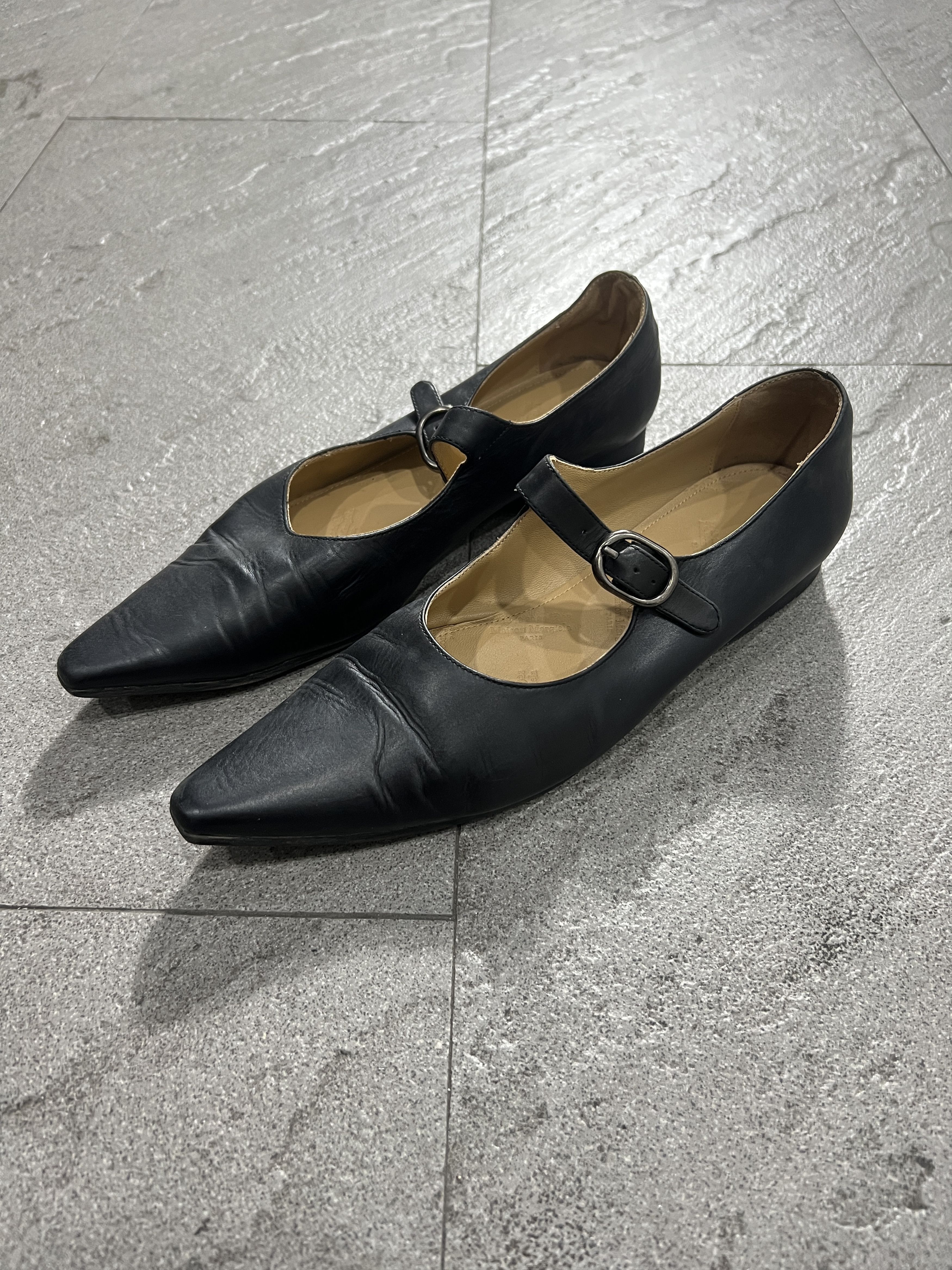 Maison Margiela Maison Margiela 22 Black Leather Mary Jane Flats Pointed Toe Size US 8 / IT 38 - 2 Thumbnail