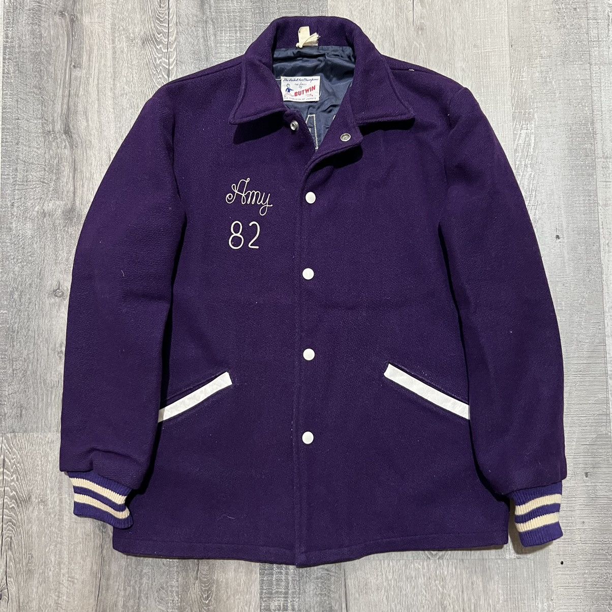 VTG 70s/80s Butwin Wool Varsity Purple Rhythmettes Jacket