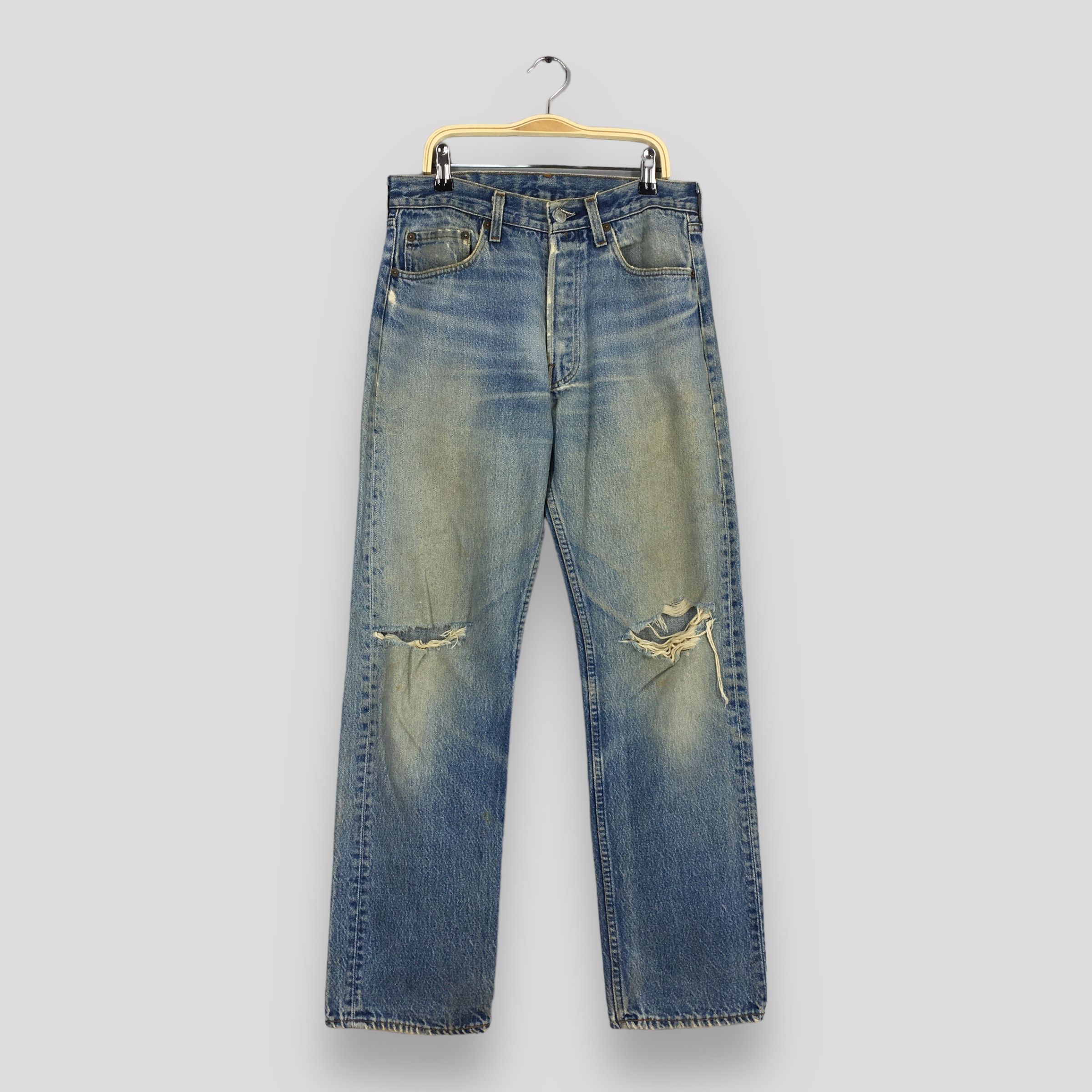 image of Size 28X29 Vintage 90's Levi's 501 Faded Blue Jeans, Men's