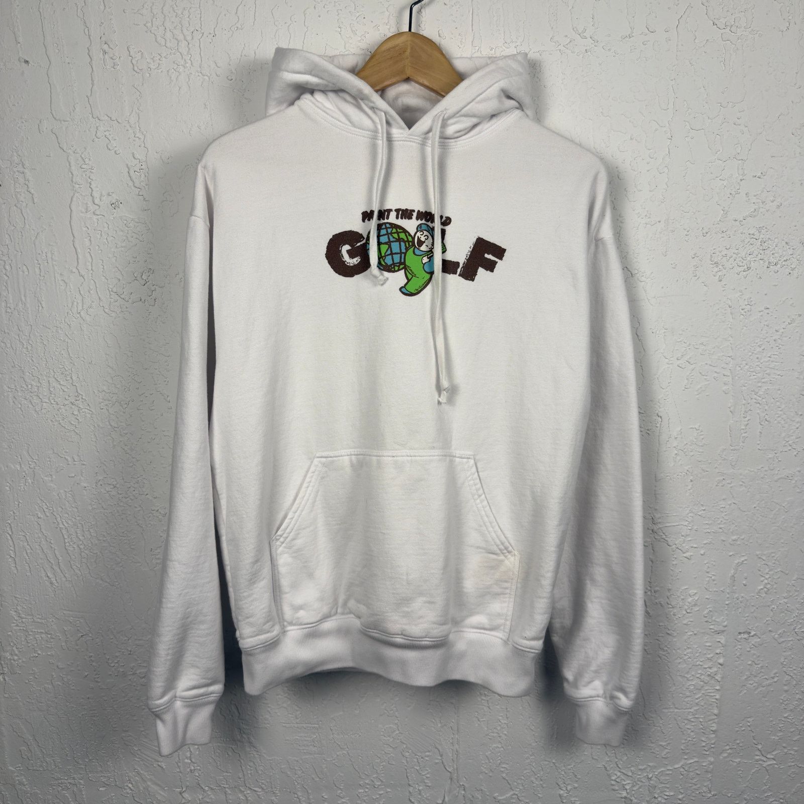 Vintage Golf Wang White Hoodie Small Globe Logo