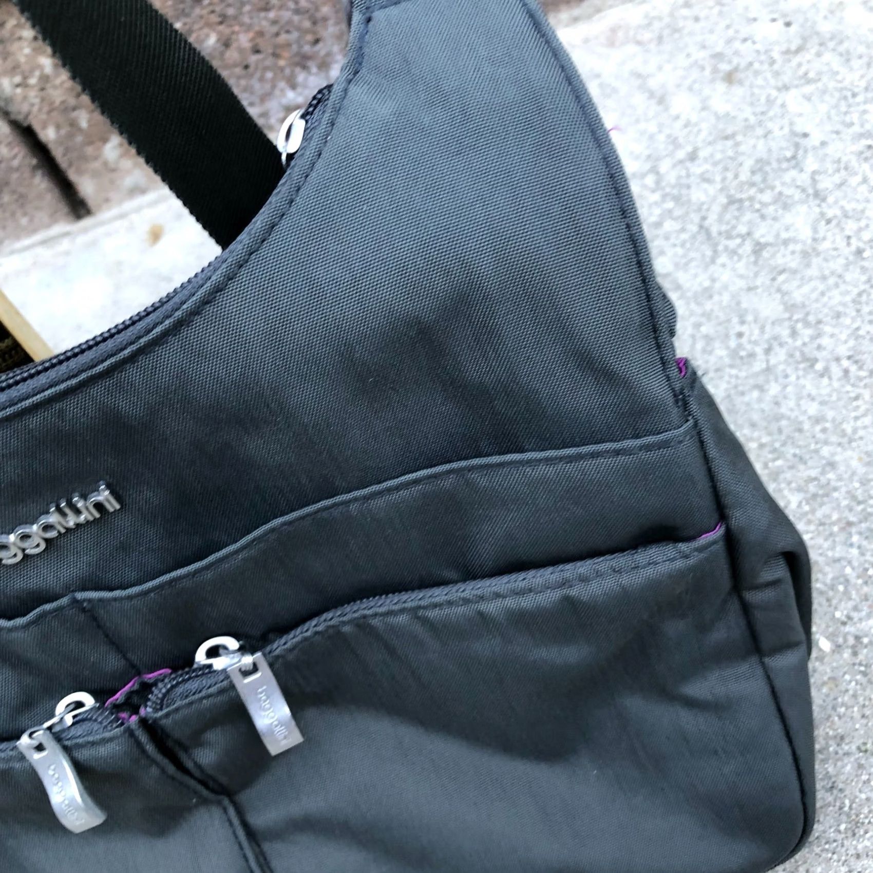 Vintage BAGGALLINI Crossbody Purse Bag Women's Grey Nylon Travel Lightweight Crossbody Strap Medium Bag Size ONE SIZE - 5 Thumbnail