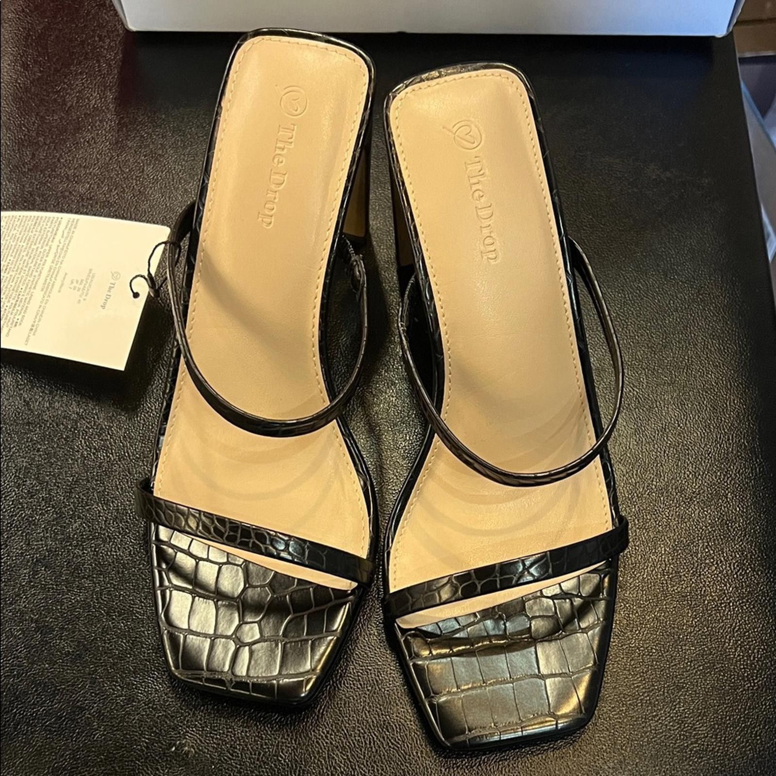 Other The Drop Black and Silver Croc-Embossed Heels Size US 9 / IT 39 - 1 Thumbnail