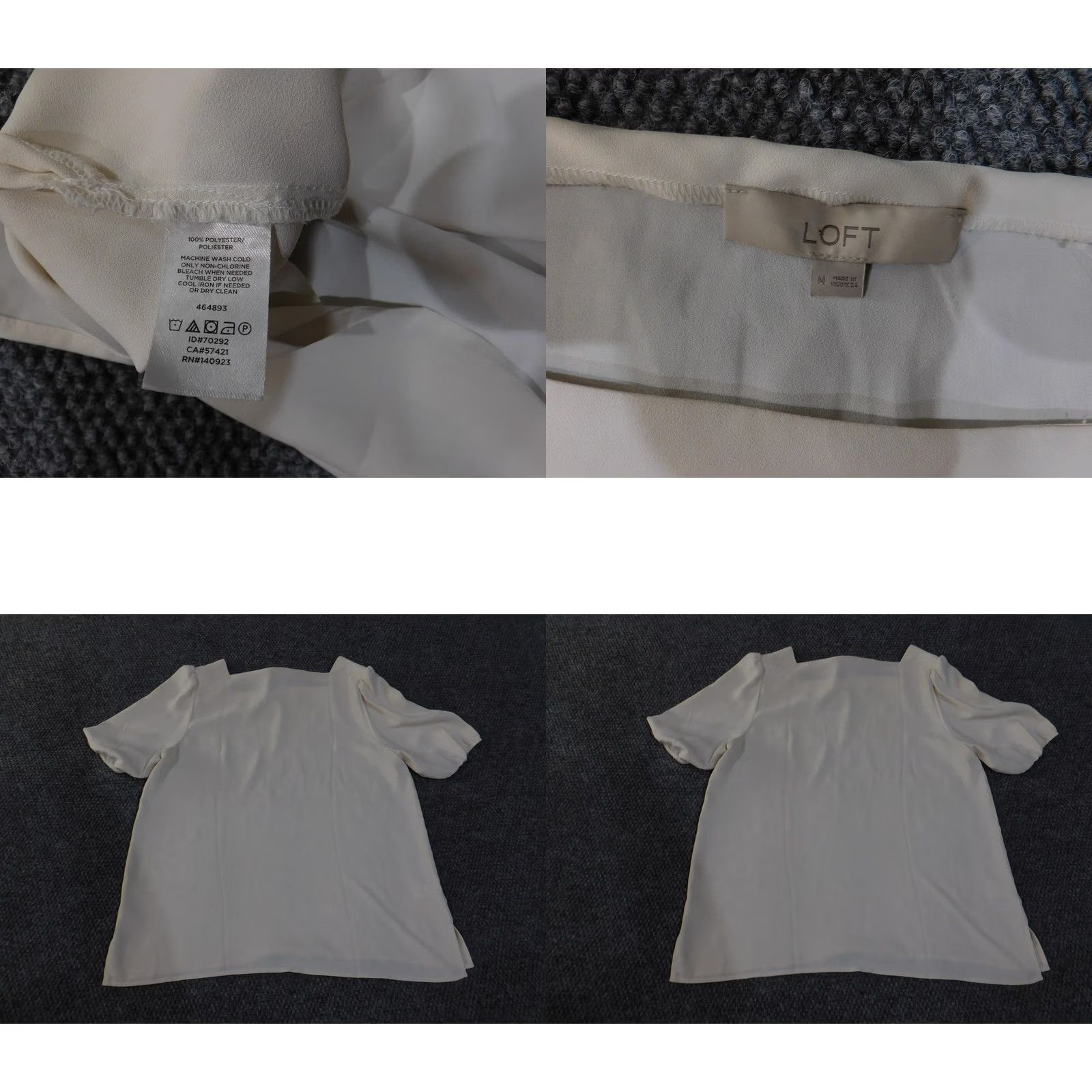 Loft LOFT Blouse White Short Sleeve Square Neck Womens M Shirt Casual Classic Lightweight Cap Sleeve Regular Pattern: Solid Size M / US 6-8 / IT 42-44 - 8 Thumbnail
