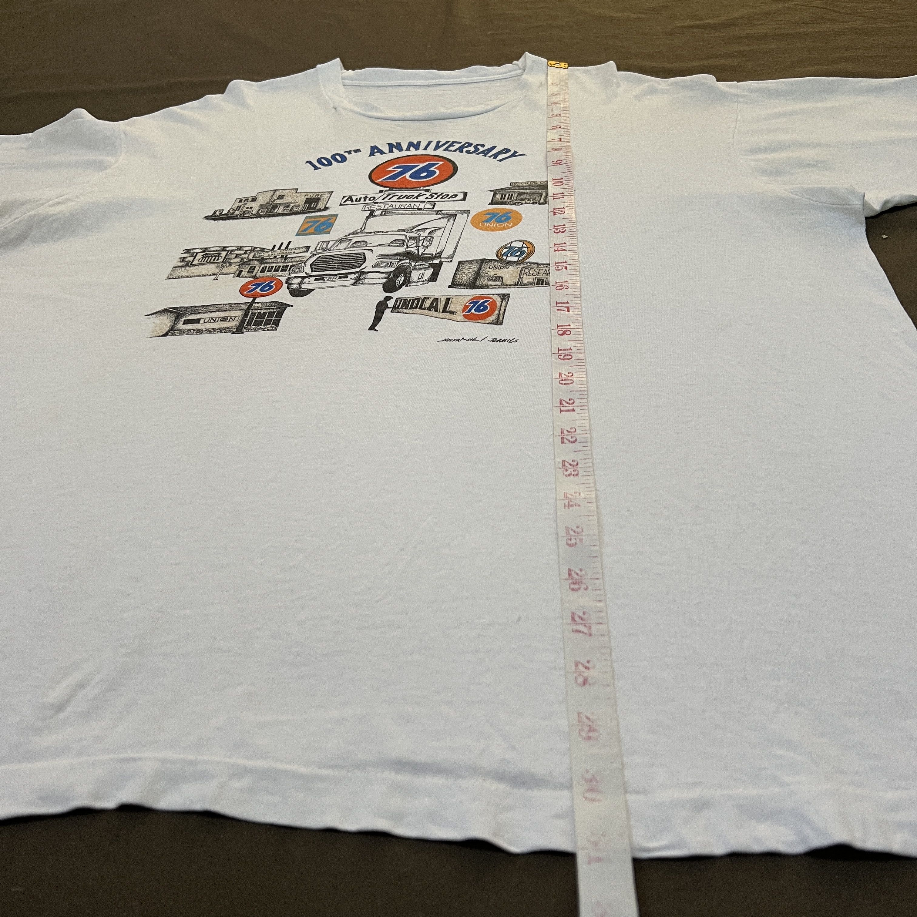 Japanese Brand × Vintage Vintage 90s anniversary 76 Lubricant Oil Promo Tee 2XL Size US XXL / EU 58 / 5 - 9 Thumbnail