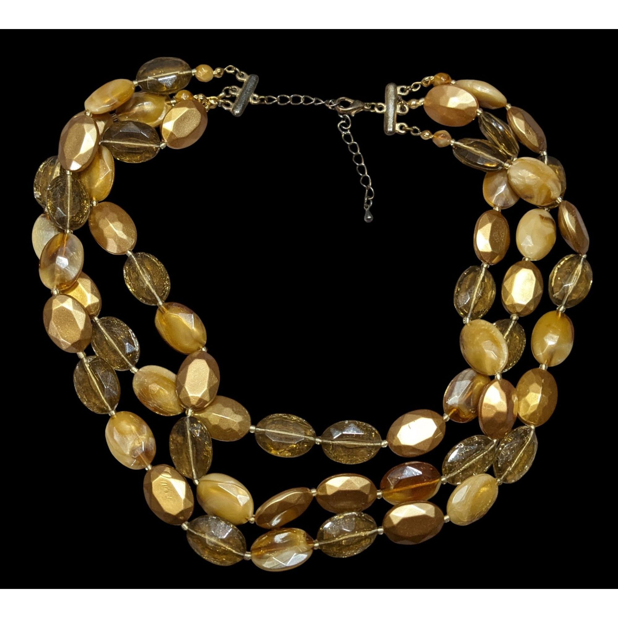 Other Vintage Gold Tone Metallic And Glitter Acrylic Beaded Neckal Size ONE SIZE - 1 Thumbnail