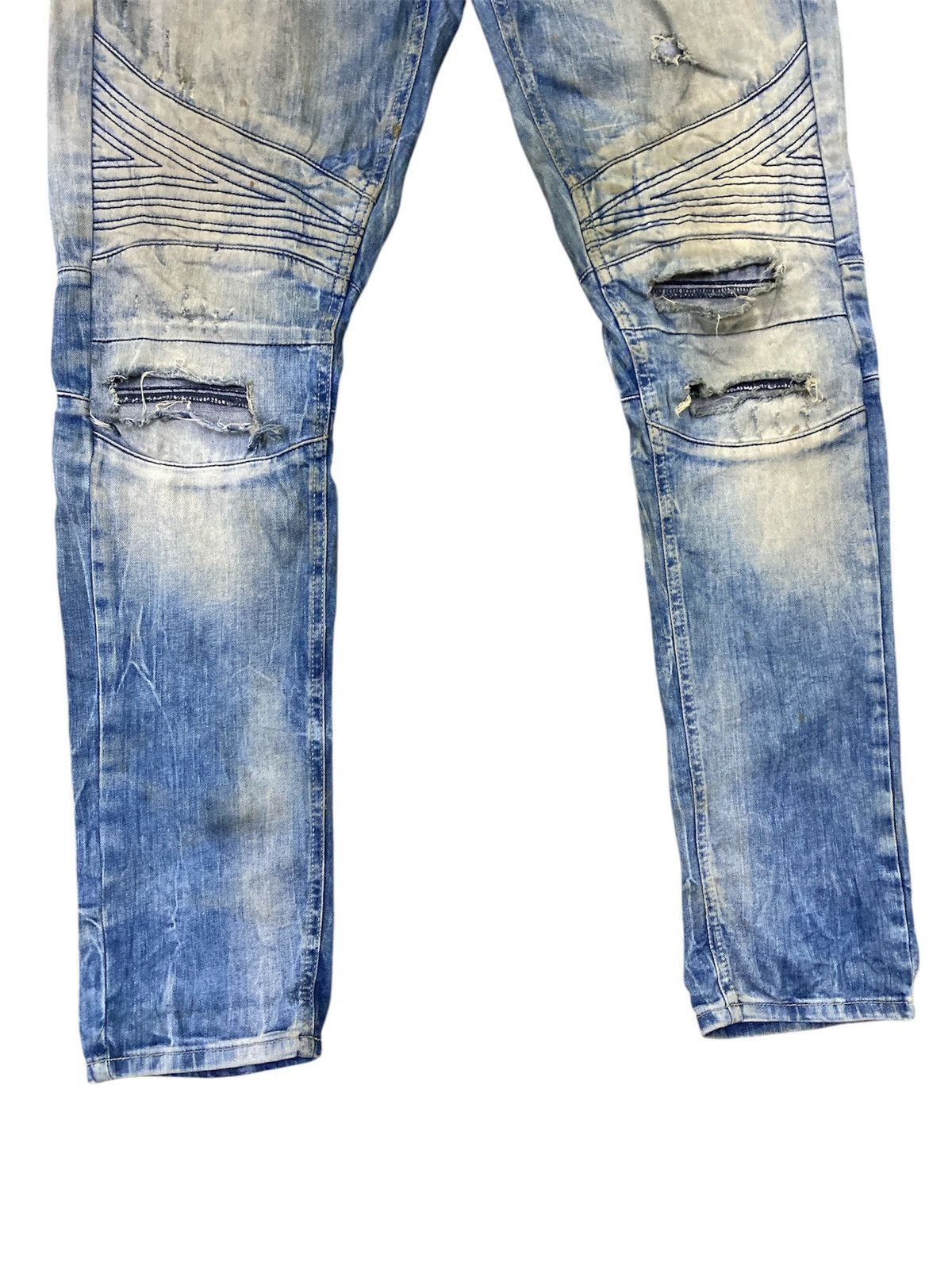 Zara Zara Man Biker Distressed Denim Size US 31 - 3 Thumbnail