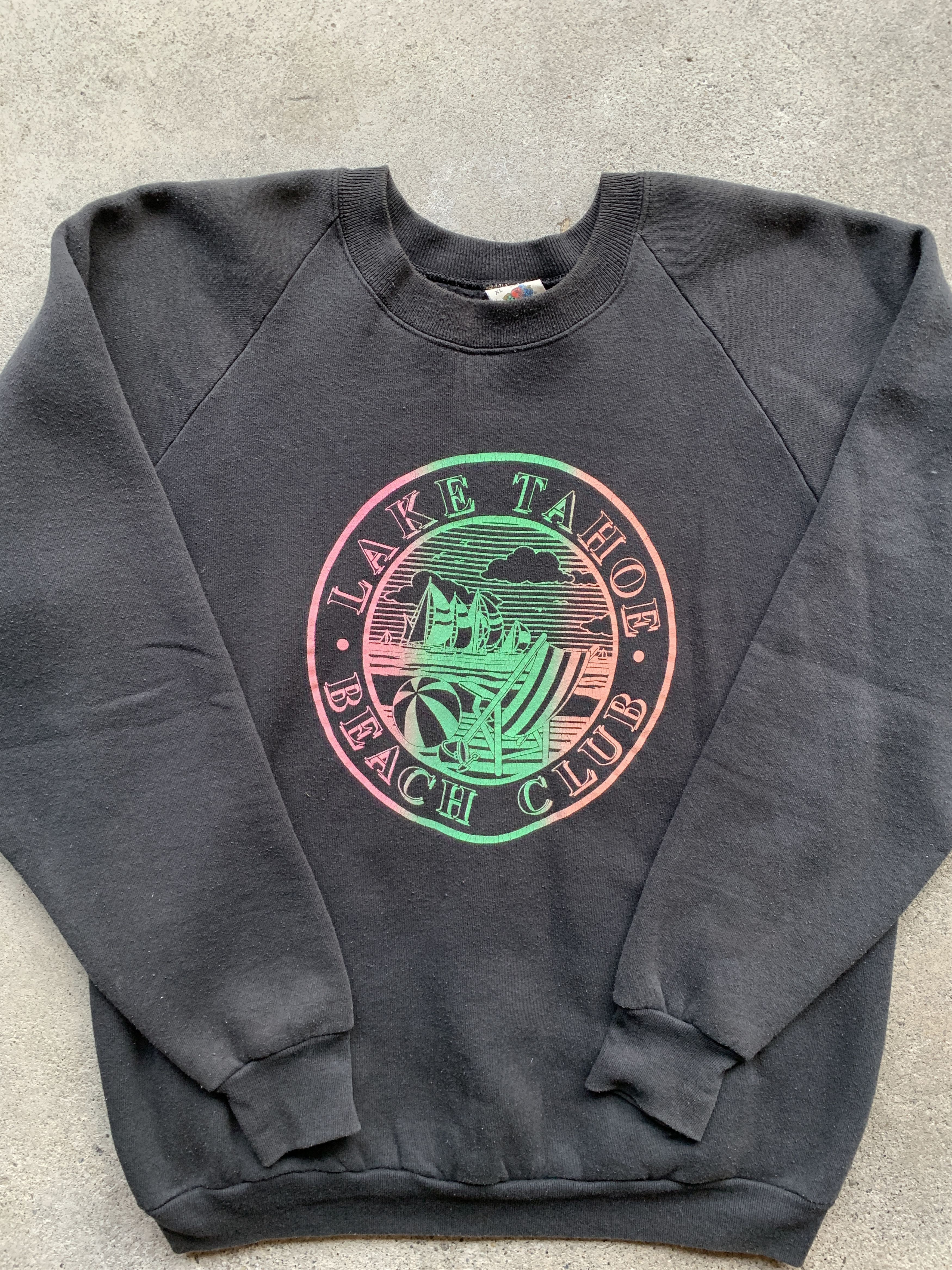 Vintage Vintage 90's Lake Tahoe Beach Club Sweatshirt Size US XL / EU 56 / 4 - 2 Thumbnail
