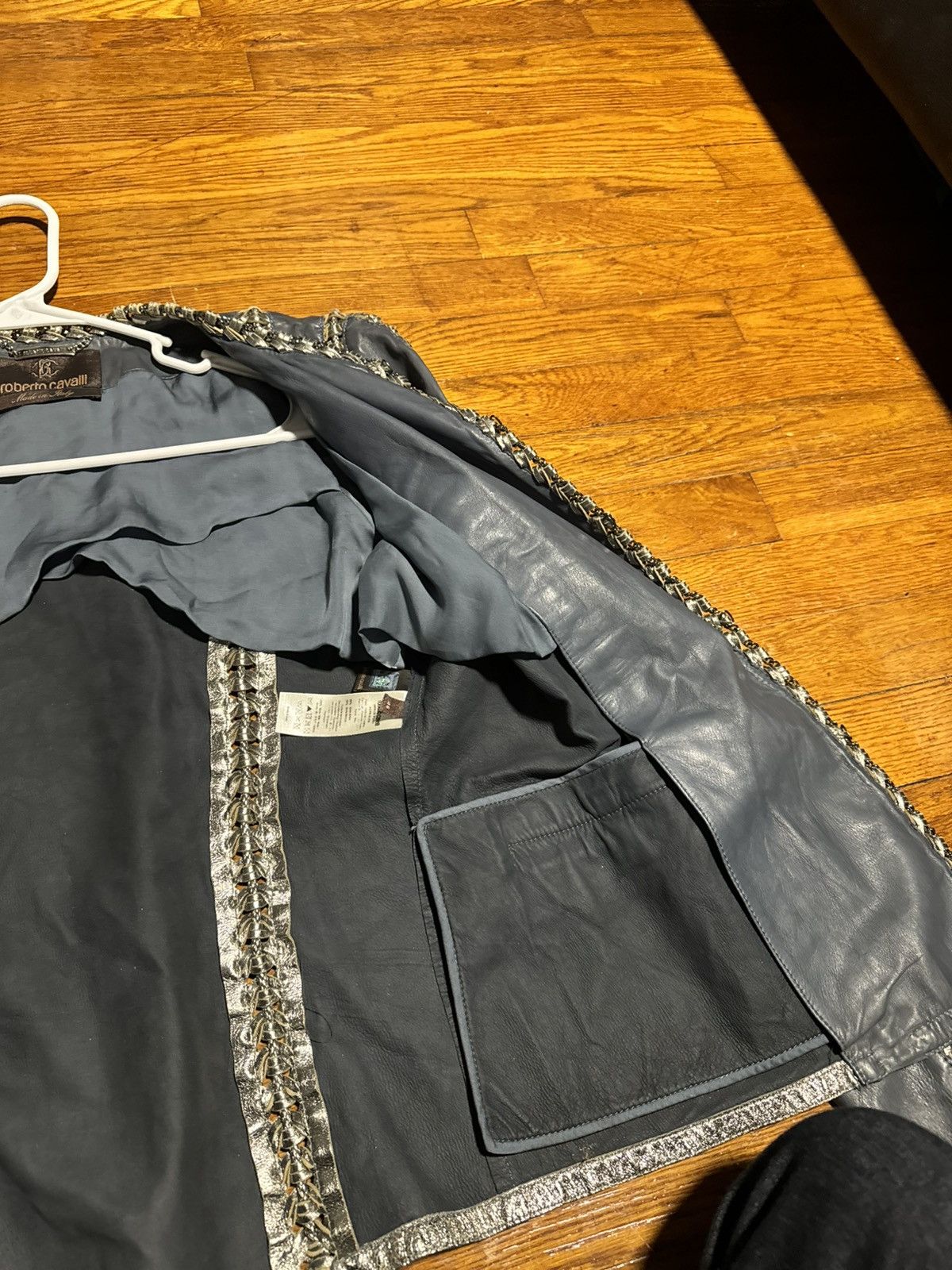 Roberto Cavalli Roberto Cavalli Jacket Leather Women Blue Size 46 Size L / US 10 / IT 46 - 7 Thumbnail