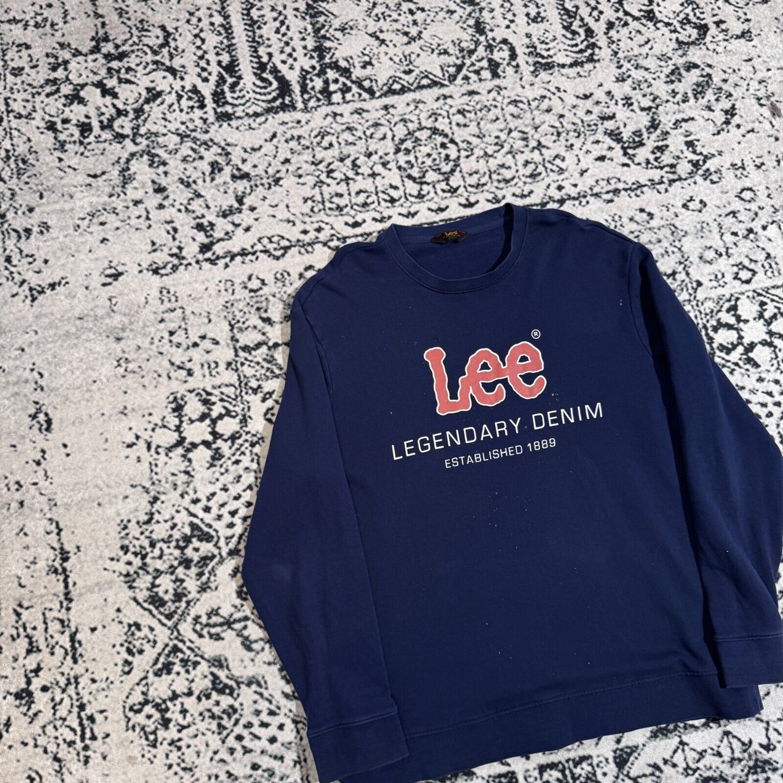 Lee × Vintage Lee Unisex Navy Cotton Sweatshirt Size XL USA Blank Y2K Size US XL / EU 56 / 4 - 4 Thumbnail