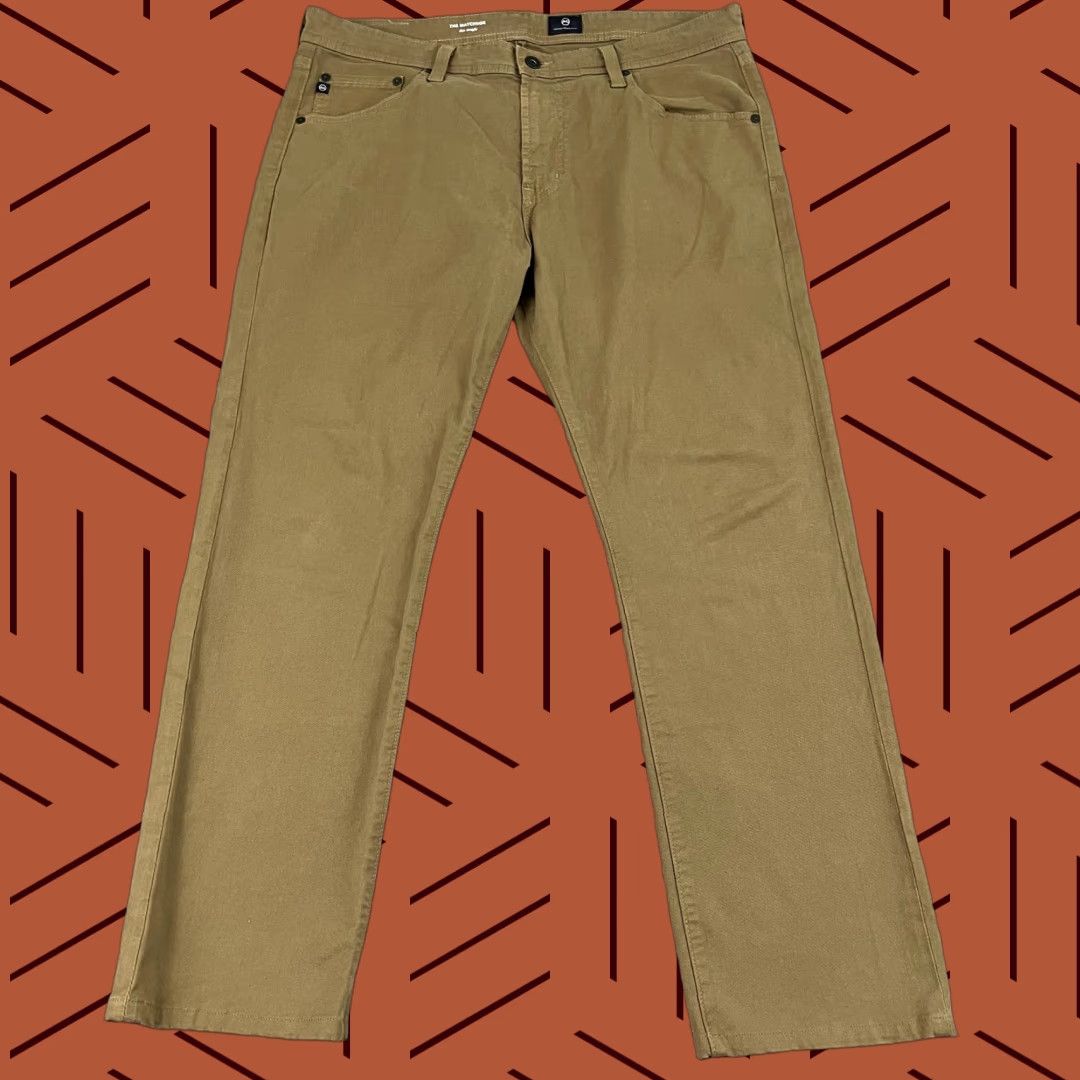 Vintage AG ADRIANO GOLDSCHMIED Pants Men Slim Straight Brown Chino The Matchbox 36 x 29 Size 36 Inseam 36 5-Pocket Design Button Zip Brown Chino Men Slim Size US 29 - 1 Thumbnail