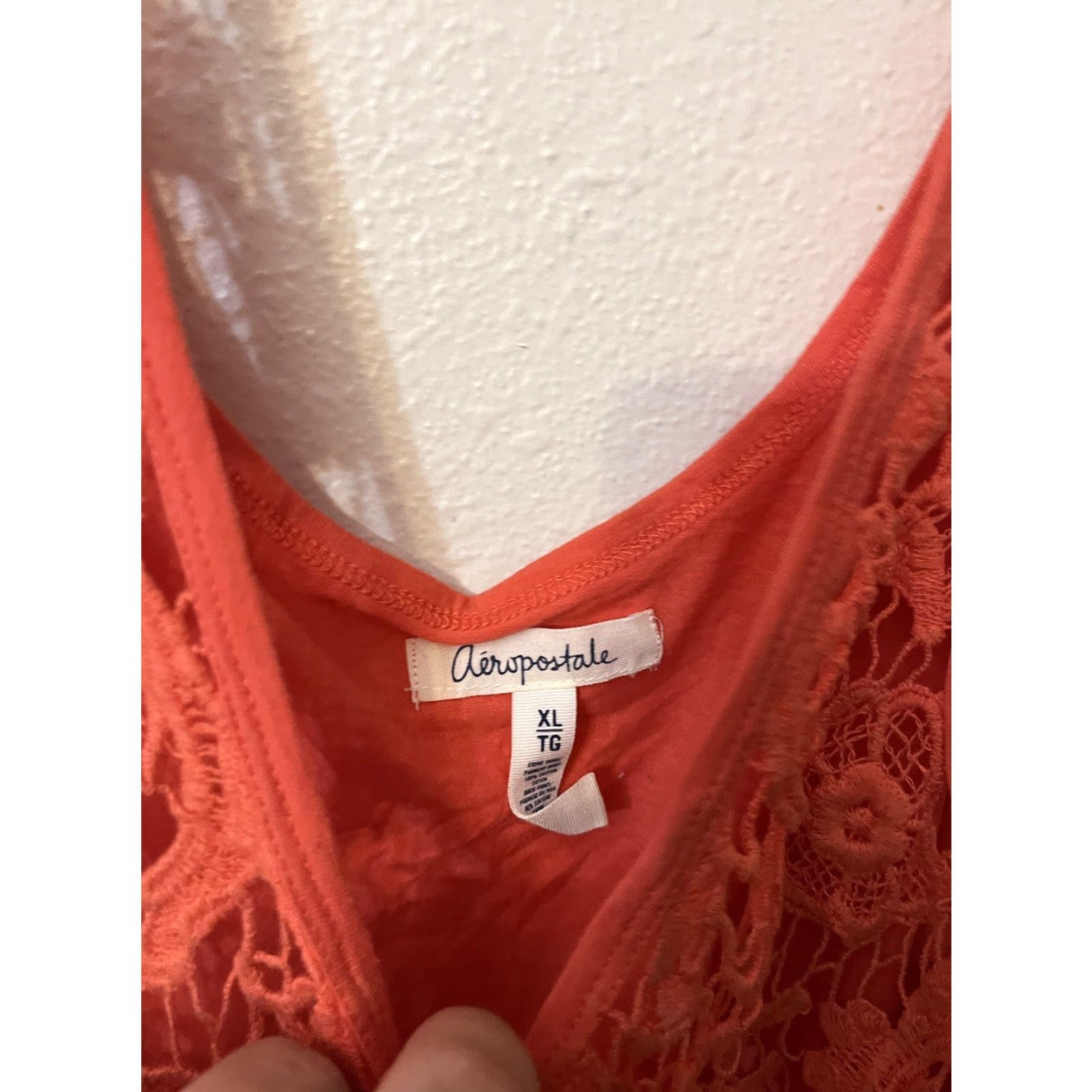 Aeropostale Aeropostale Tank Top Women XL Crochet Lace Sheer Sleeveless Boho Festival Orange Size XL / US 12-14 / IT 48-50 - 3 Thumbnail